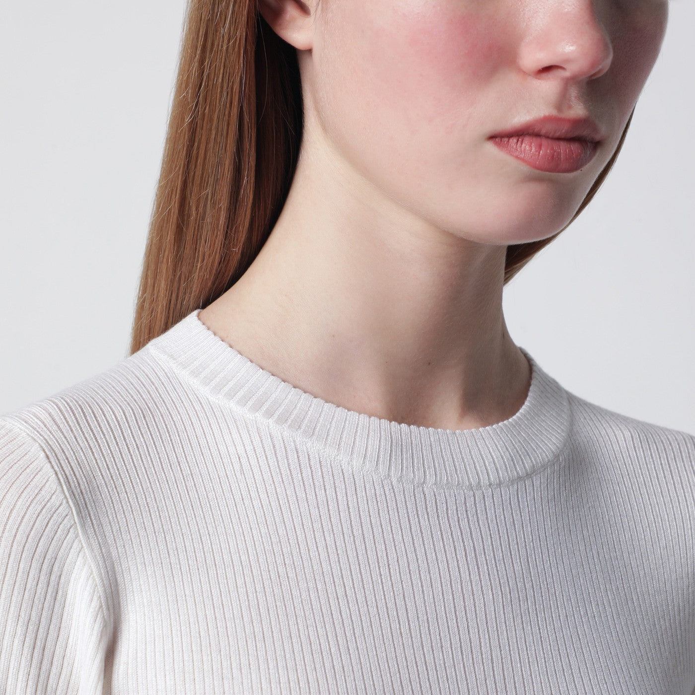 Pull blanc en cachemire et soie