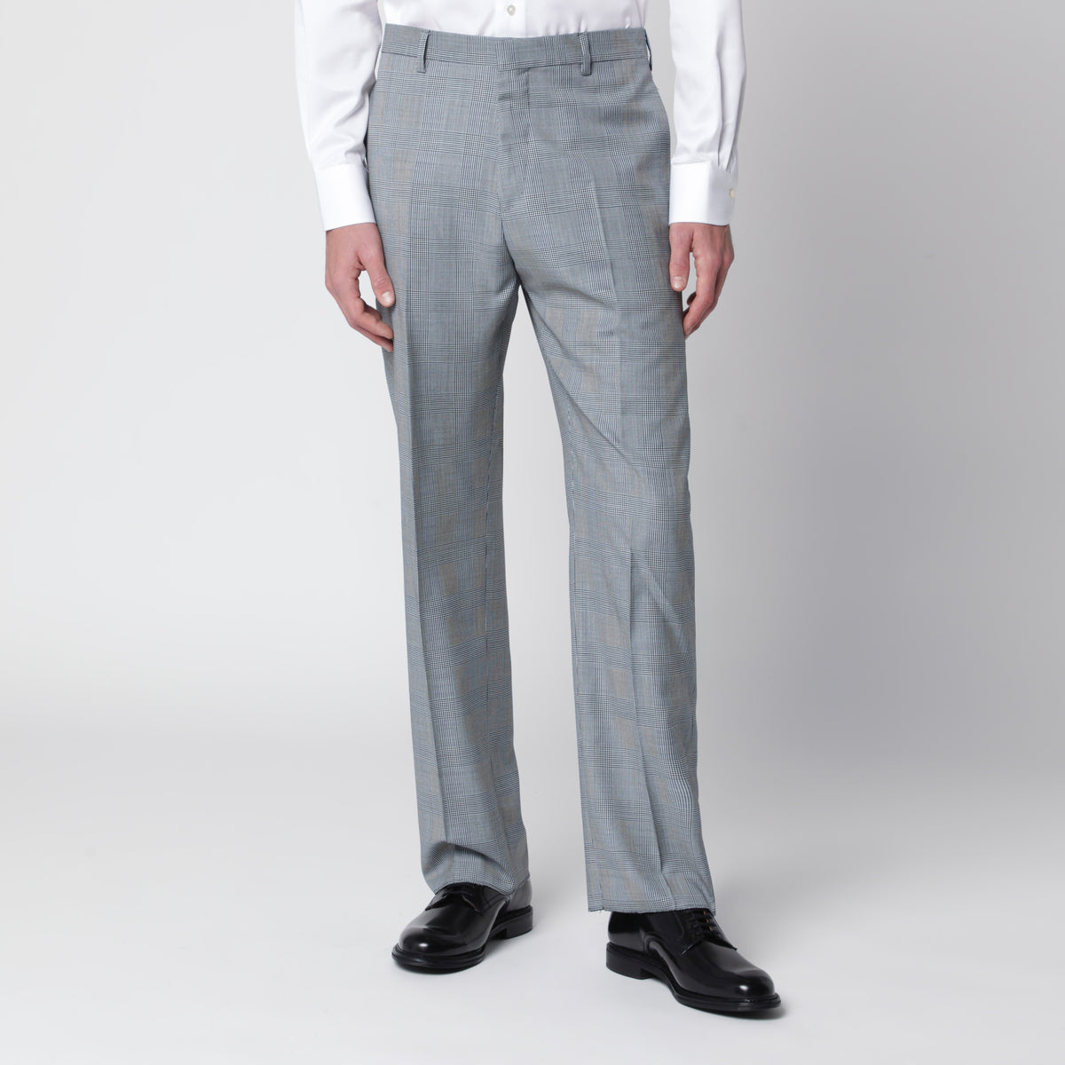 Grey Prince of Wales double-breasted suit in wool