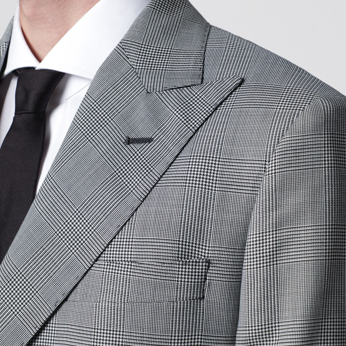 Grey Prince of Wales double-breasted suit in wool
