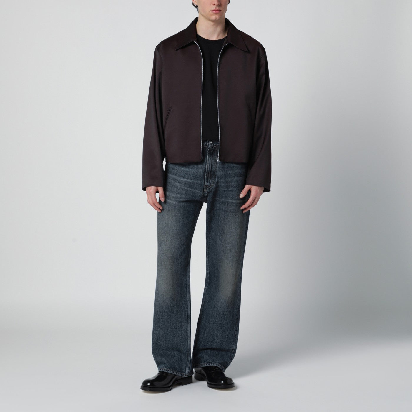 Our Legacy Grape-colored Formflex fabric zip-up jacket | TheDoubleF