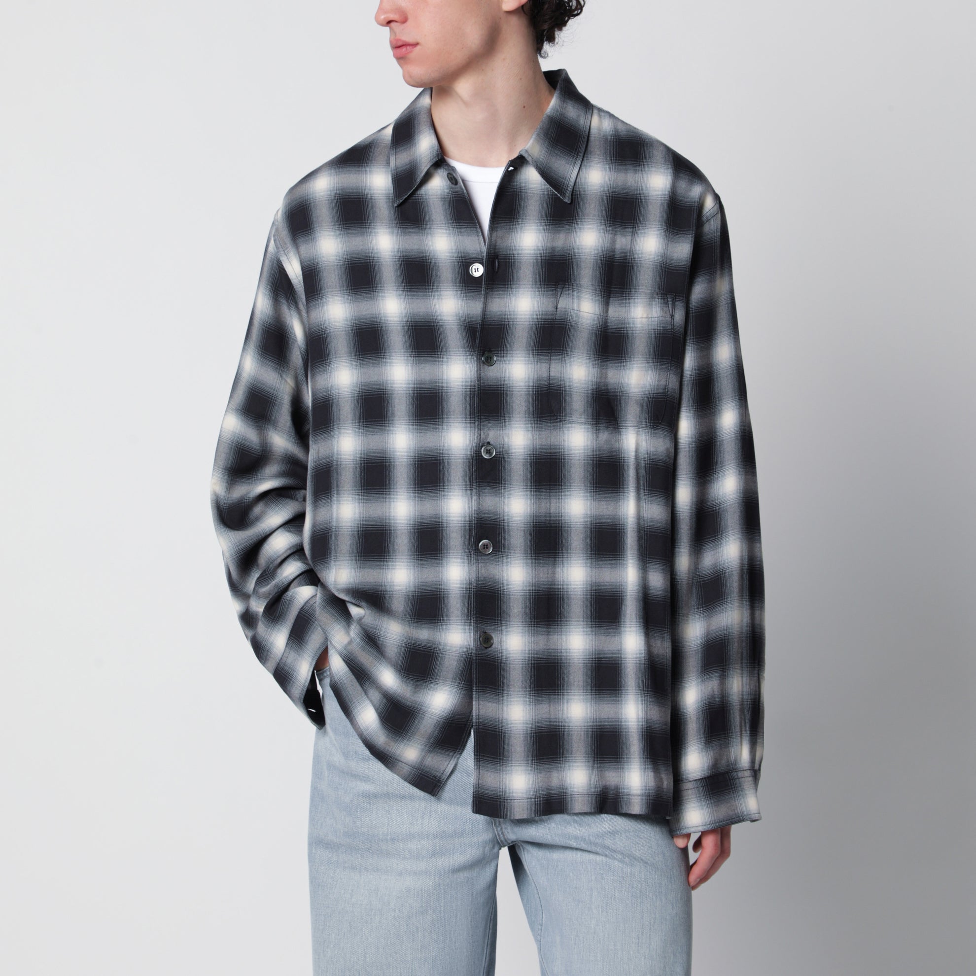 Hemd Every Shirt Reno Cowboy aus Viskose mit Karomuster in Schwarz