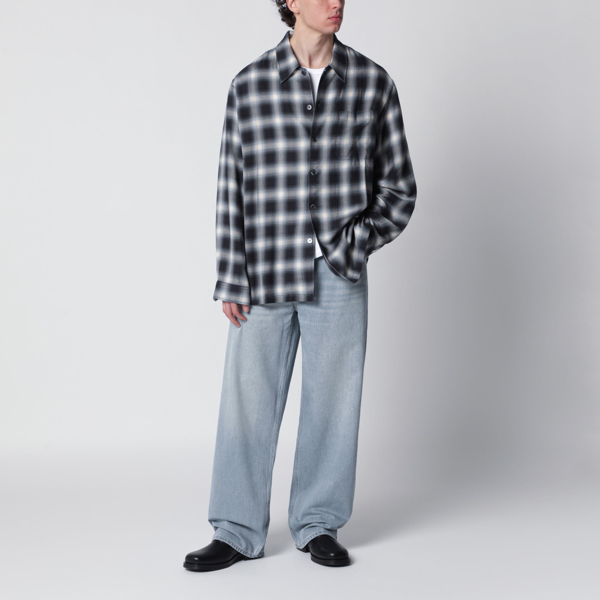 Hemd Every Shirt Reno Cowboy aus Viskose mit Karomuster in Schwarz