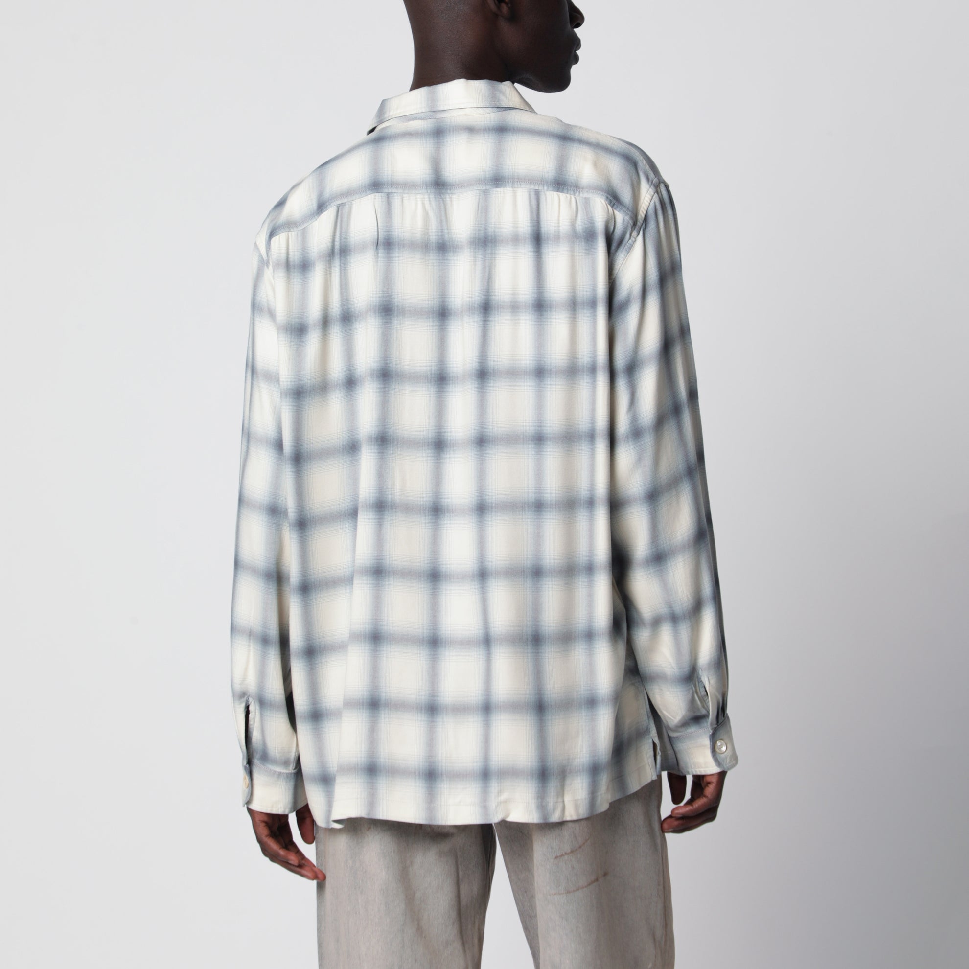 Camicia bianca con motivo check in viscosa 