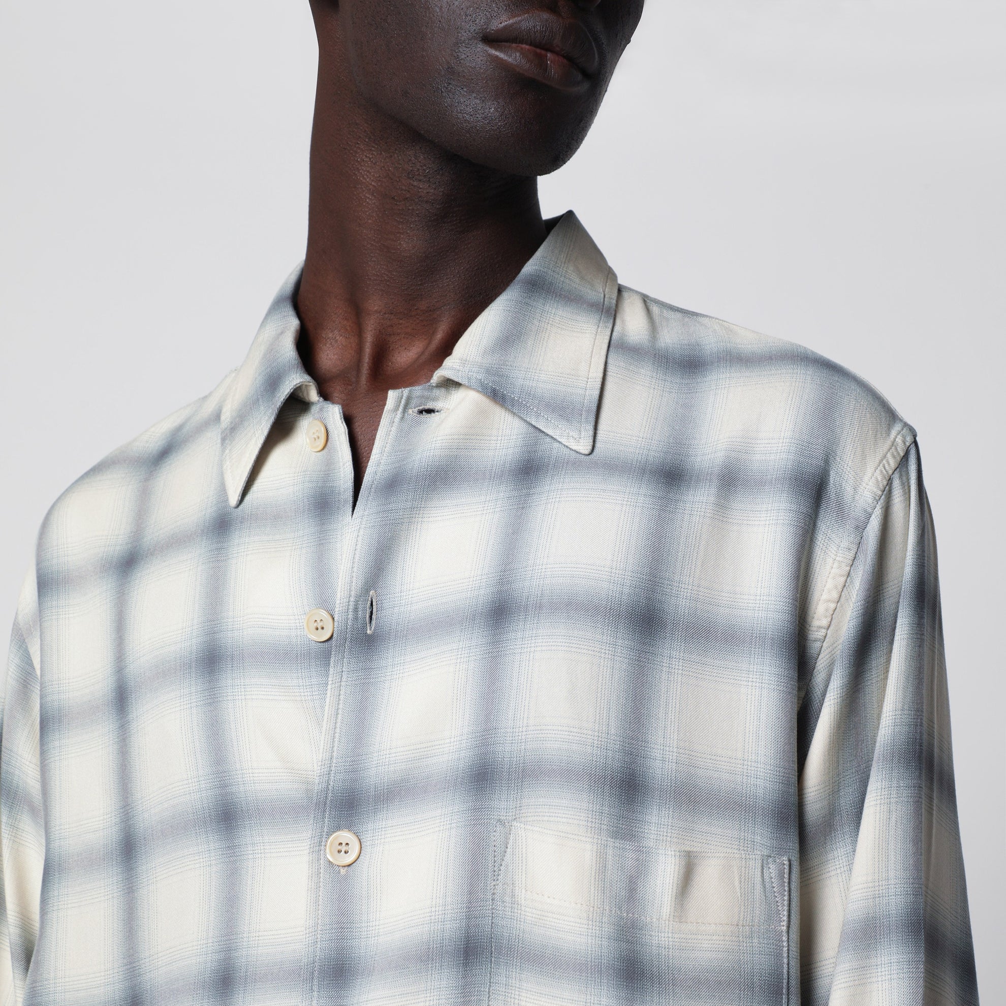 Camicia bianca con motivo check in viscosa 