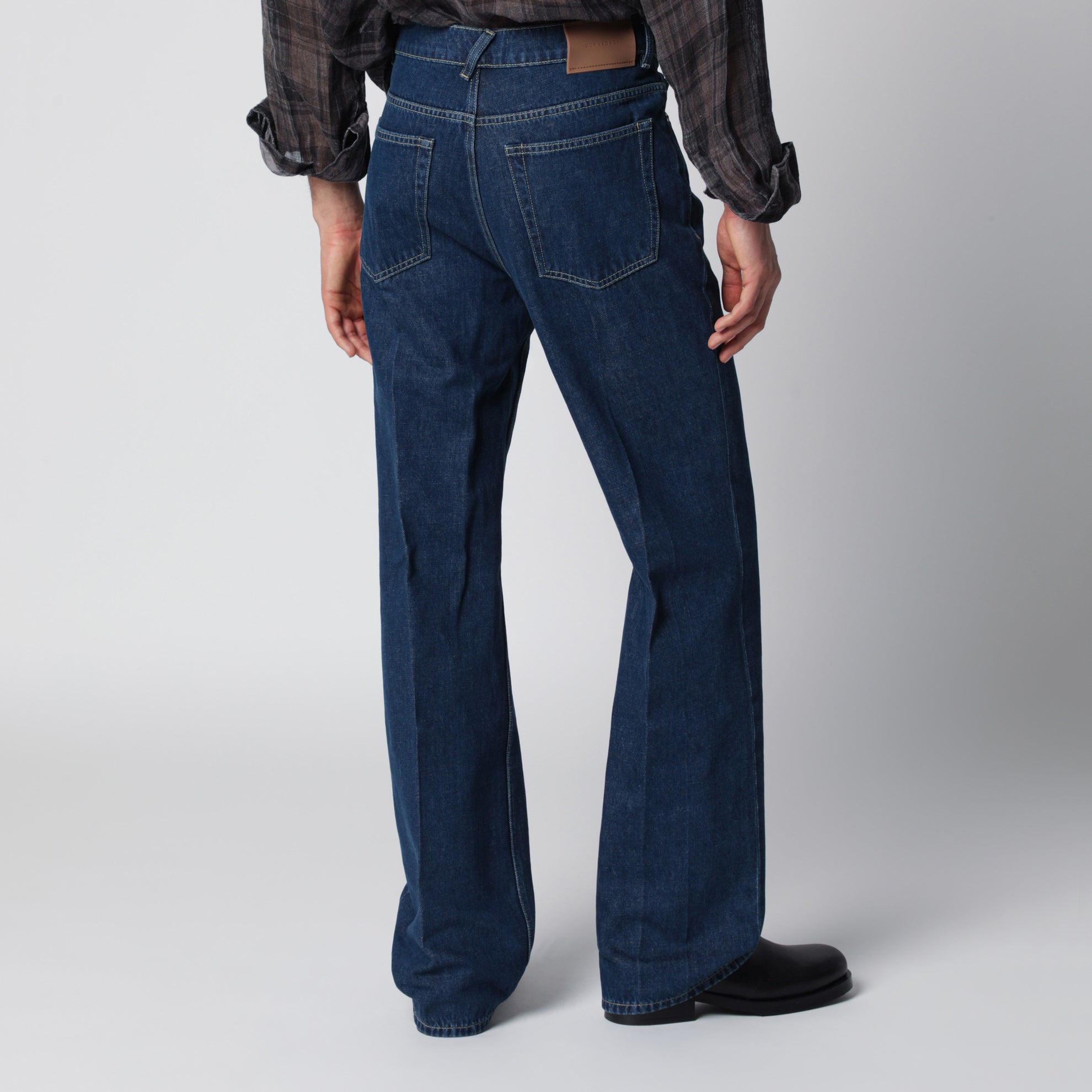 70s Cut high-waisted flared indigo jeans