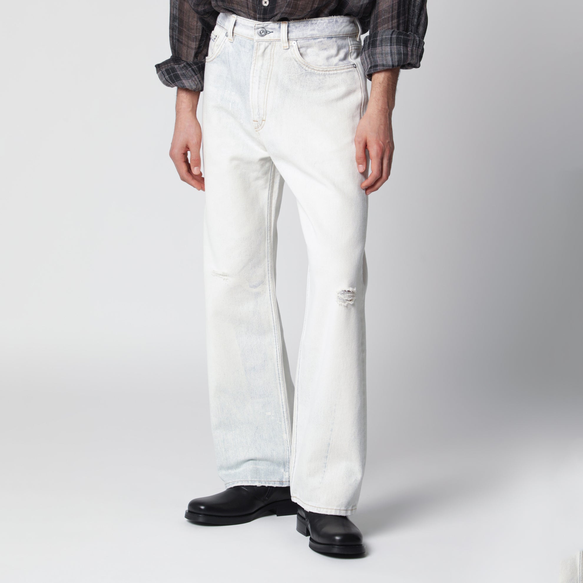 Third Cut relaxed-fit jeans in beige cotton denim