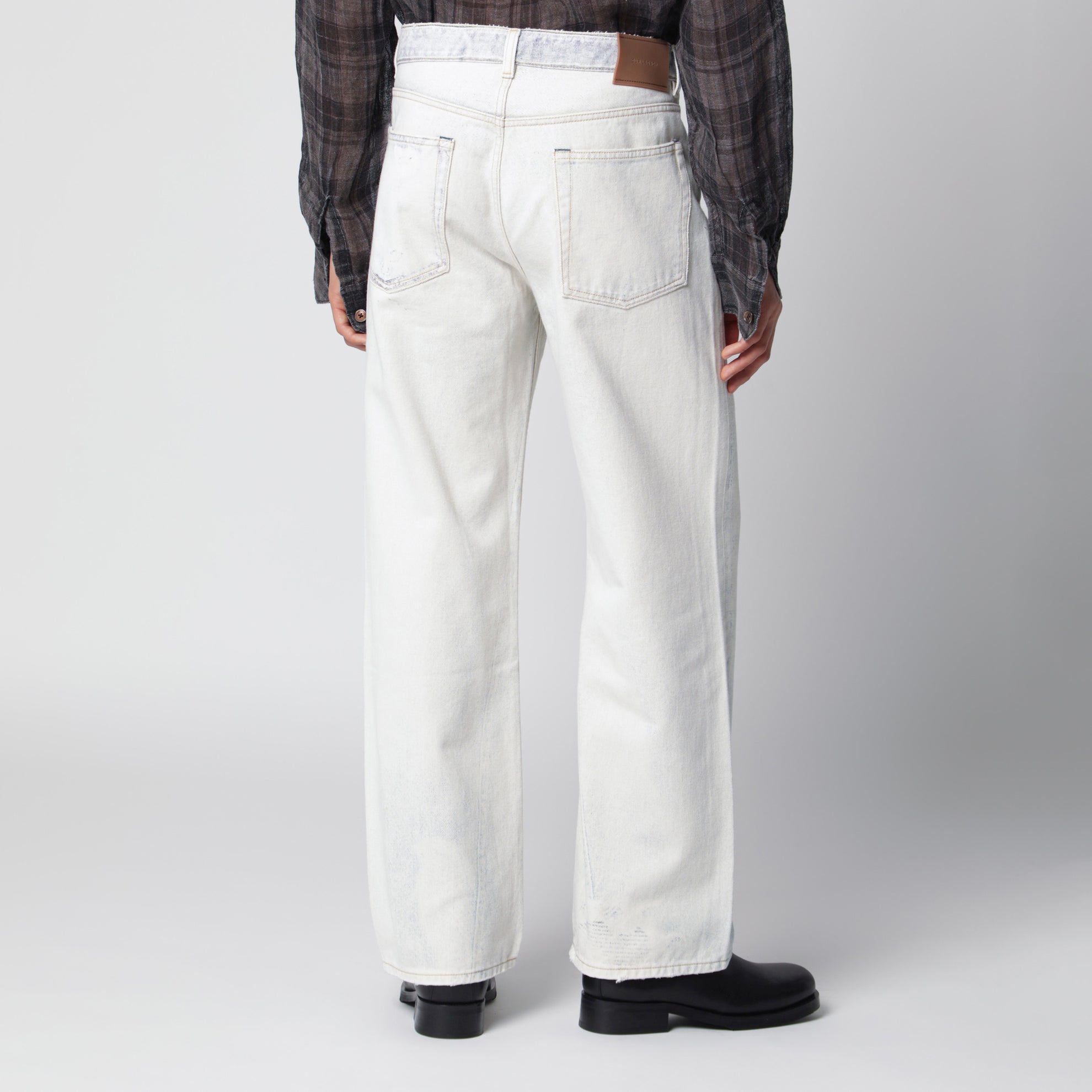Third Cut relaxed-fit jeans in beige cotton denim
