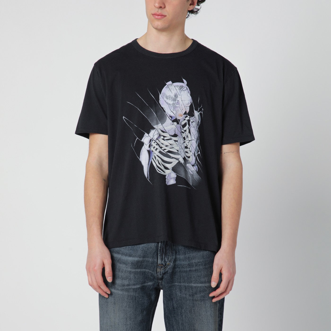 Black T-shirt with Cybernetic Angel print
