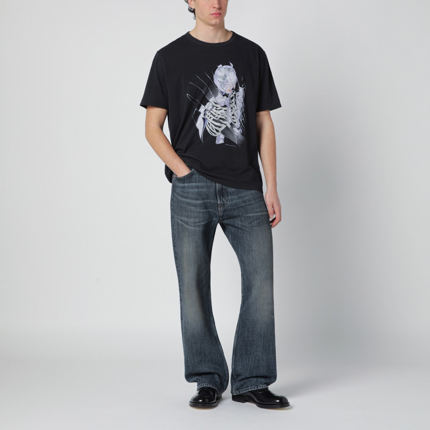 Black T-shirt with Cybernetic Angel print