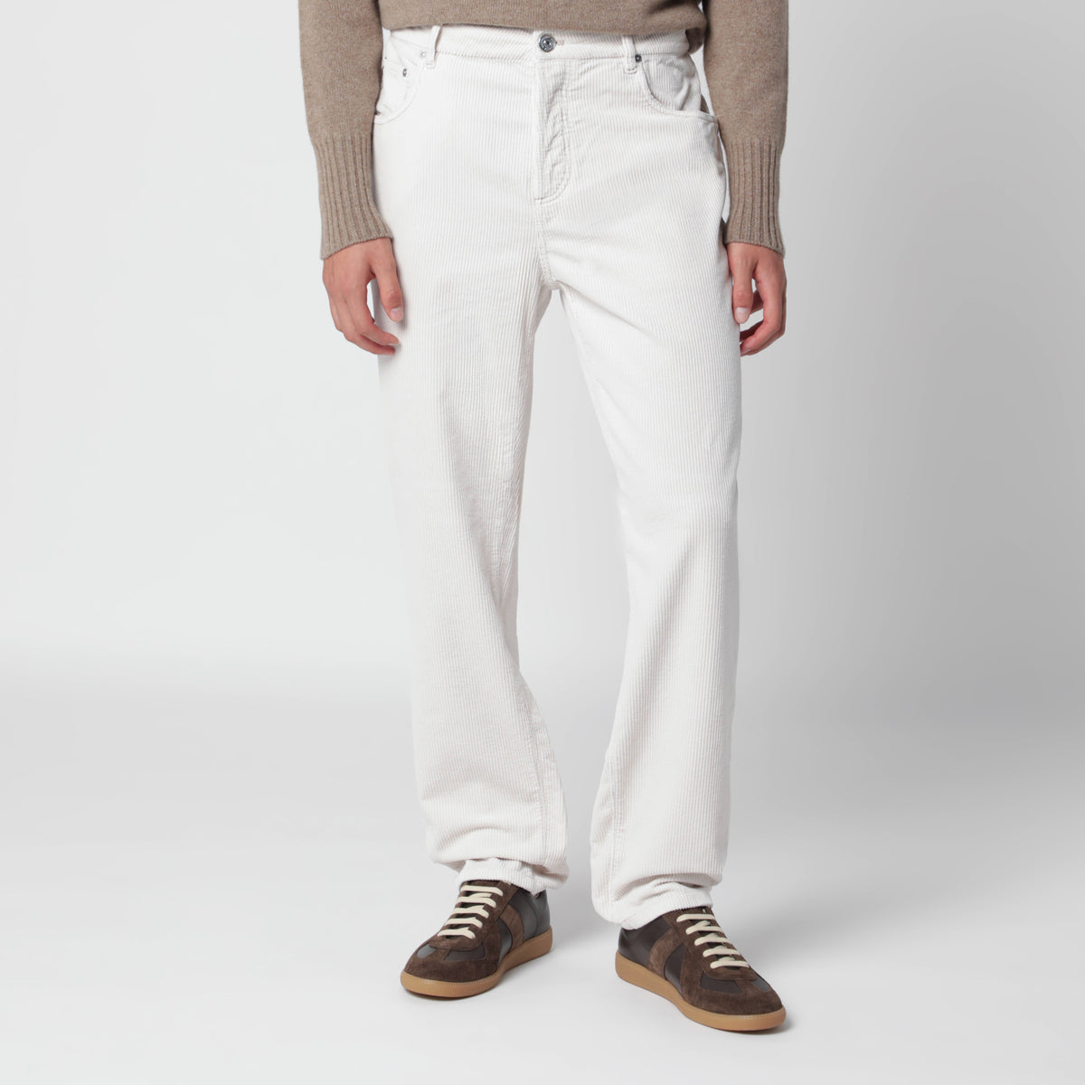 Ice-coloured corduroy trousers