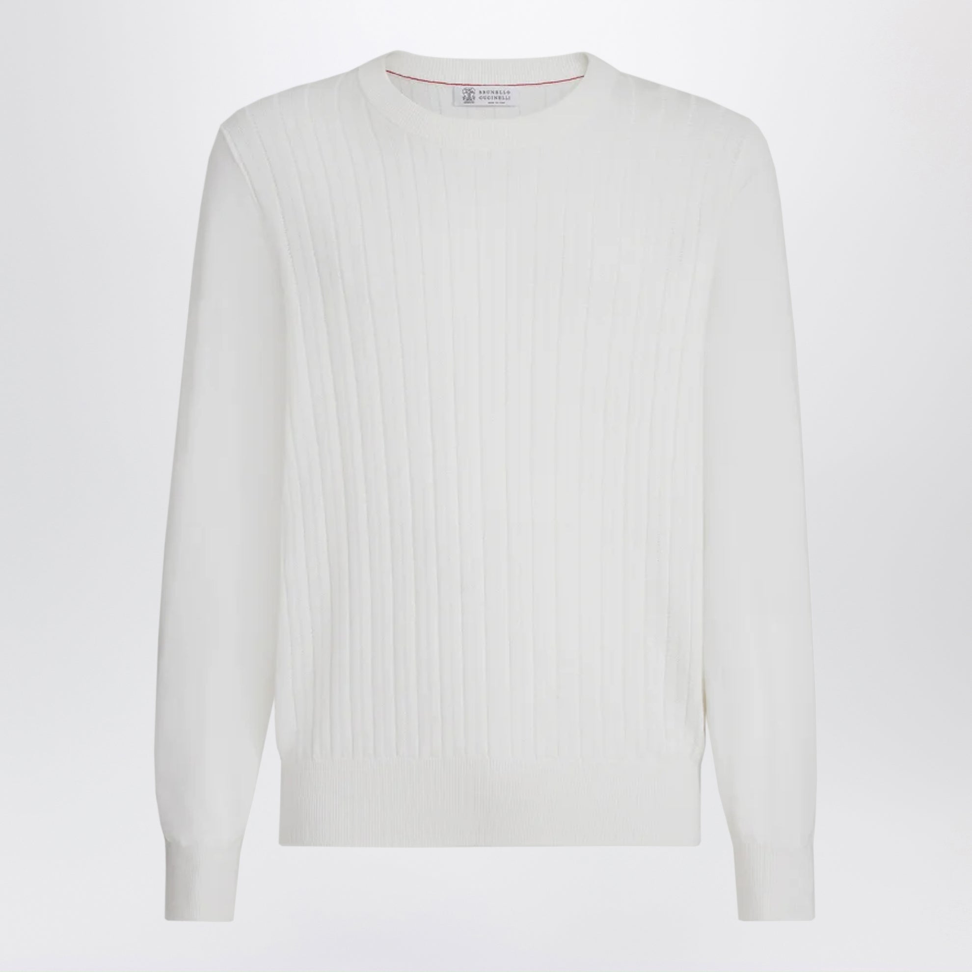 White ribbed cotton sweater