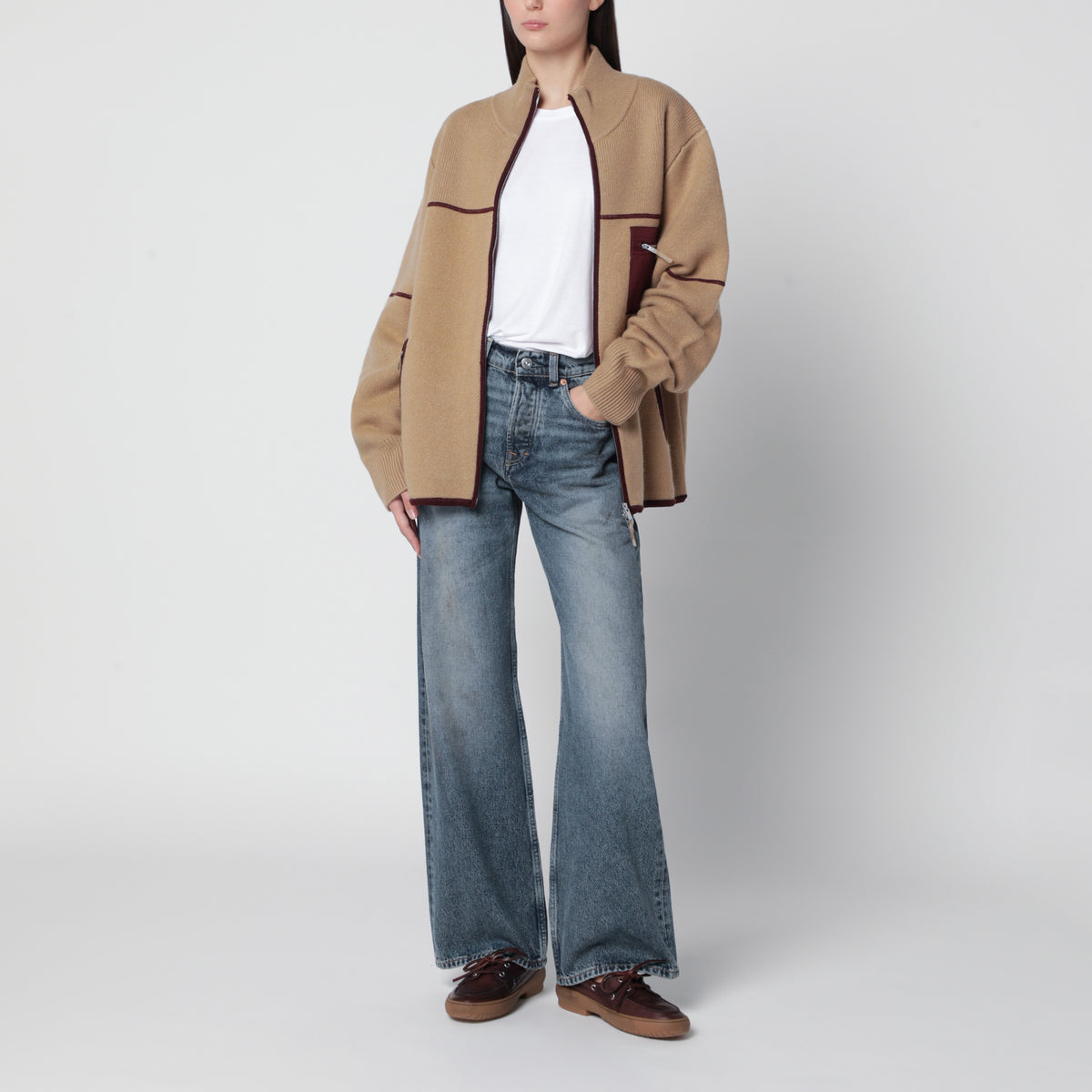 Felted Louis Jacke mit Reißverschluss in Camel
