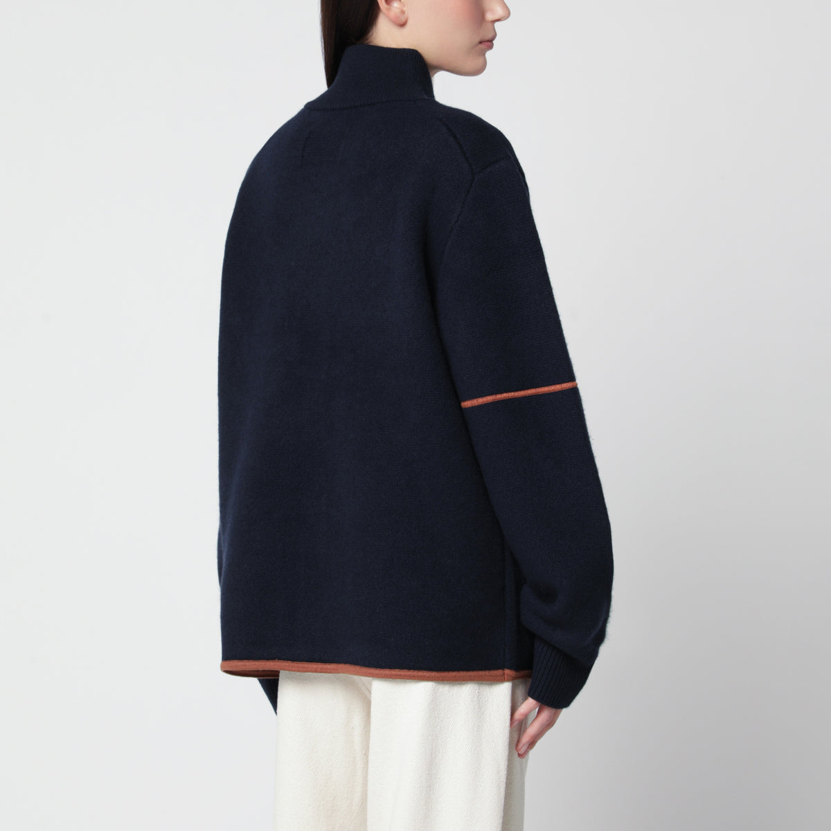 Felted Louis zip-up jacket in midnight blue