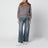 Cardigan grigio in lana con collo in ecopelliccia