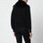 Cardigan nero in lana con collo in ecopelliccia