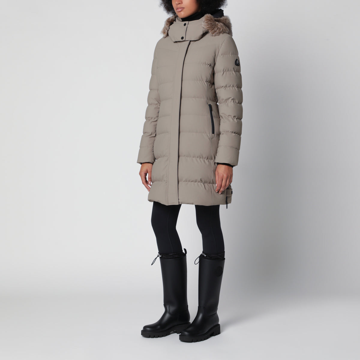 Taupe Bronze Jocada long parka in nylon