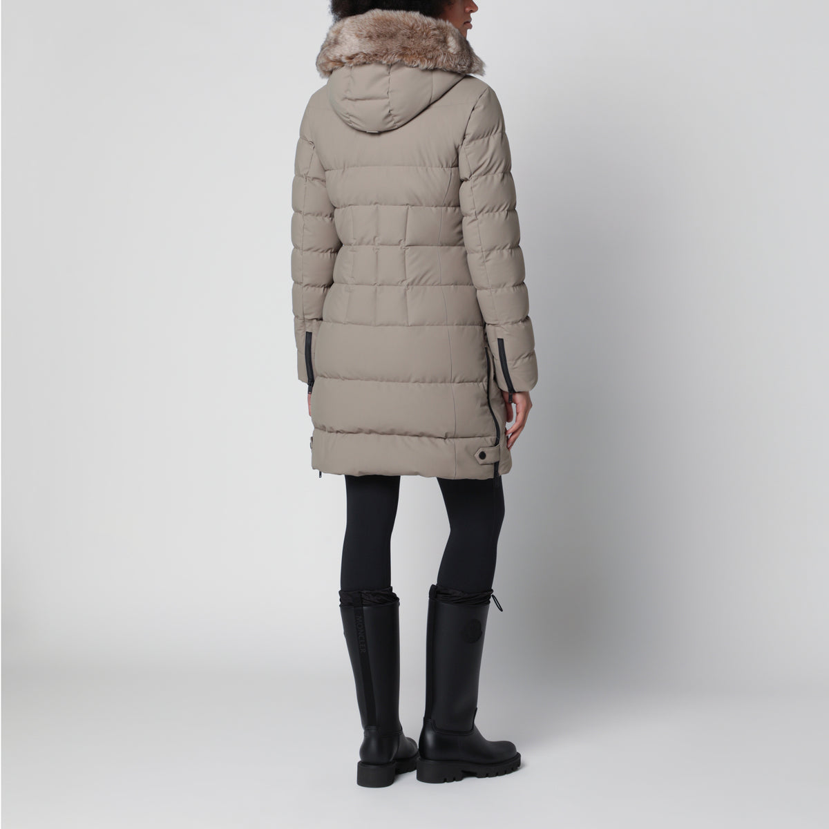Taupe Bronze Jocada long parka in nylon