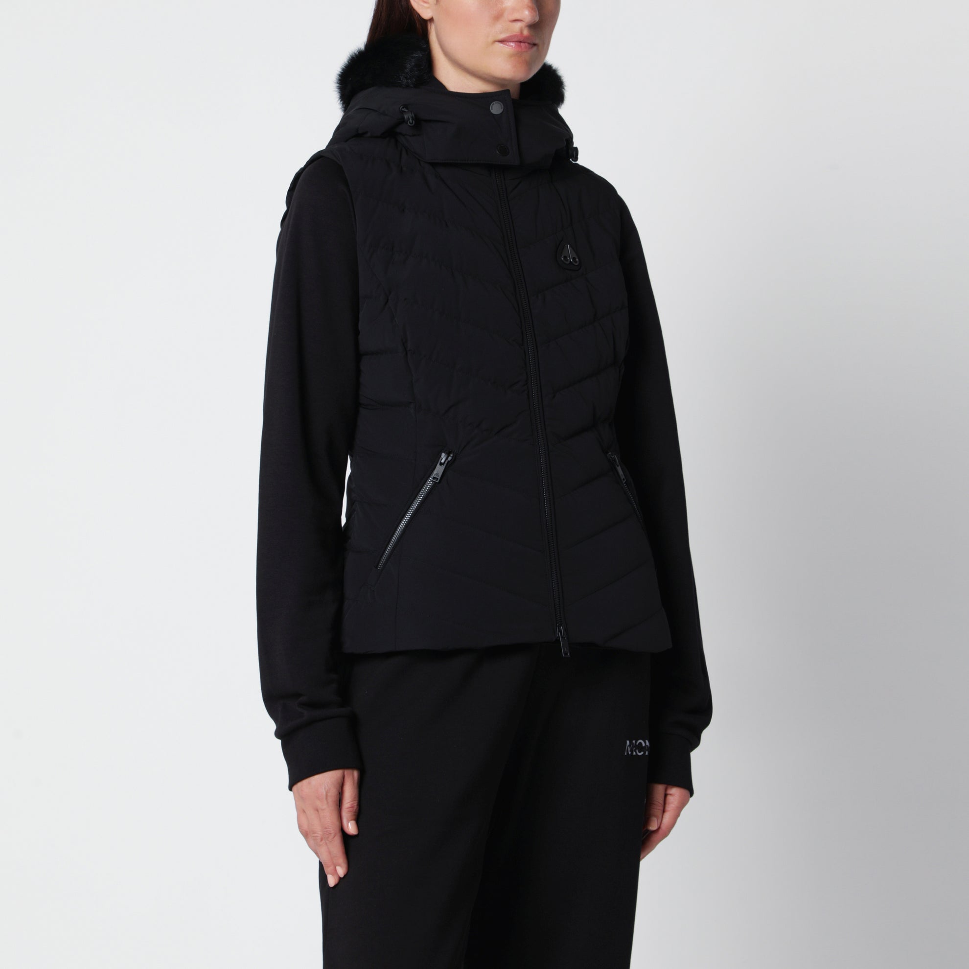 Gilet matelassé en nylon noir Elora