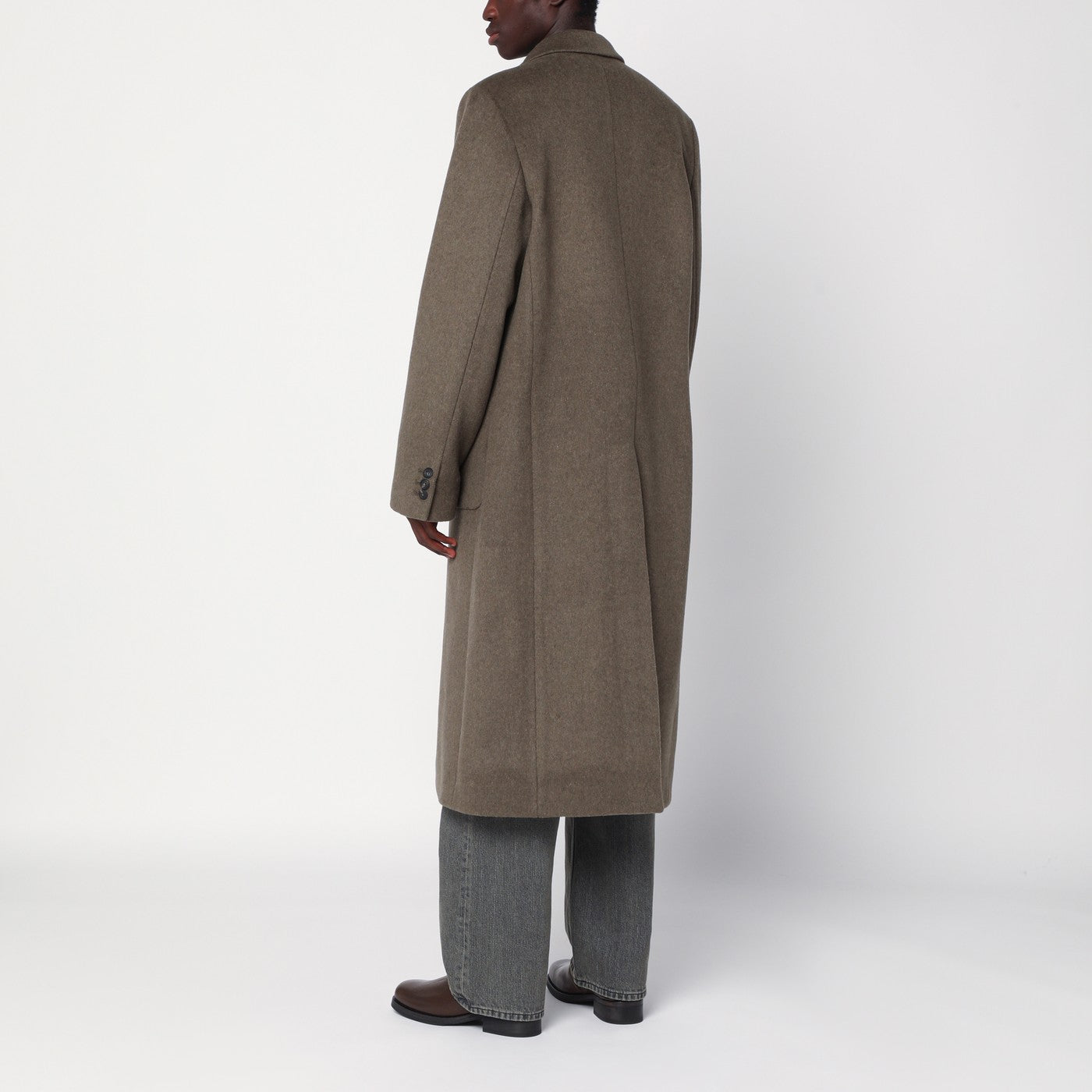 Moss-coloured wool blend coat