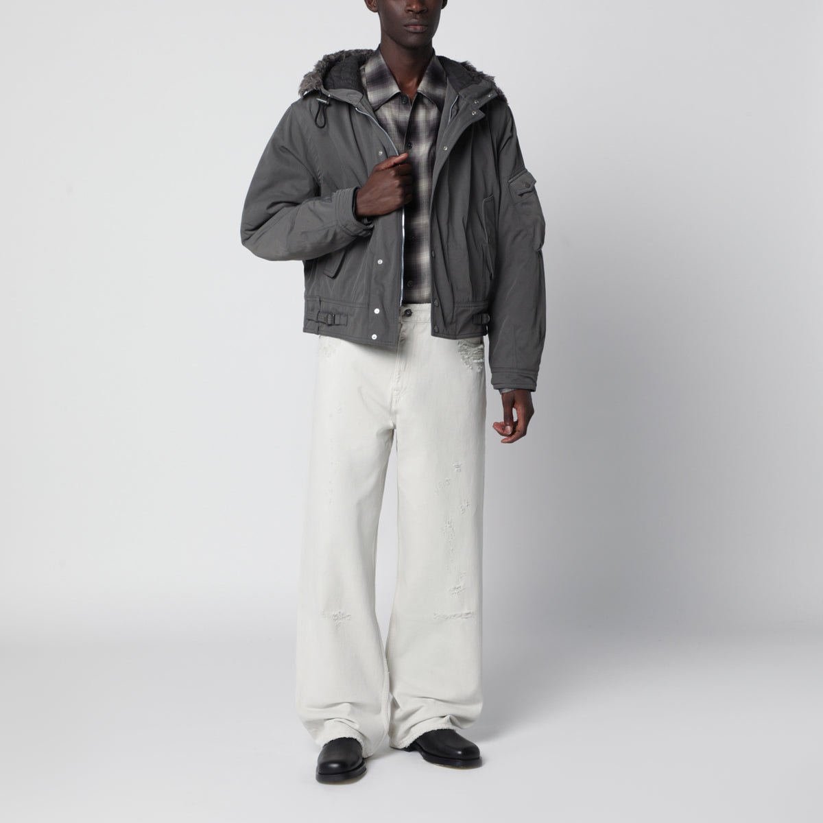 Grey Orbit jacket in nylon twill