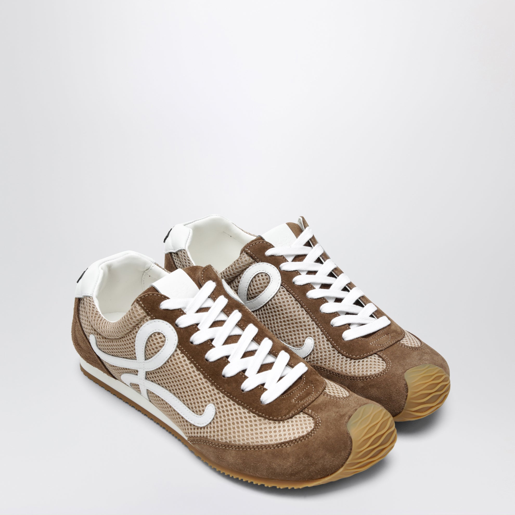 Baskets Ballet Runner 2.0 en daim et mesh beige/blanc/marron