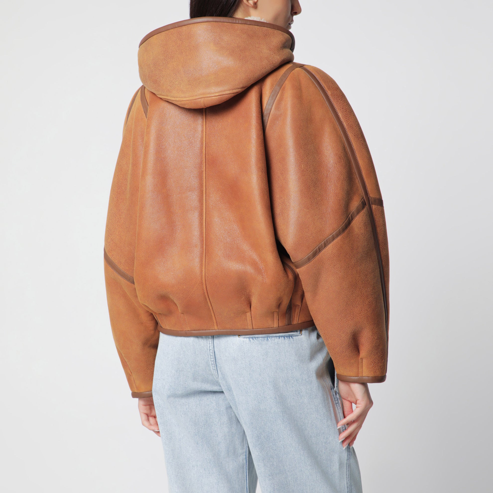 Cappotto corto Amiel in shearling cognac