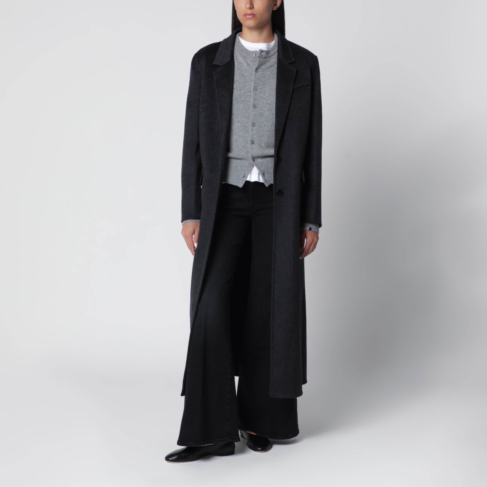 Manteau Clesa anthracite en laine et cachemire