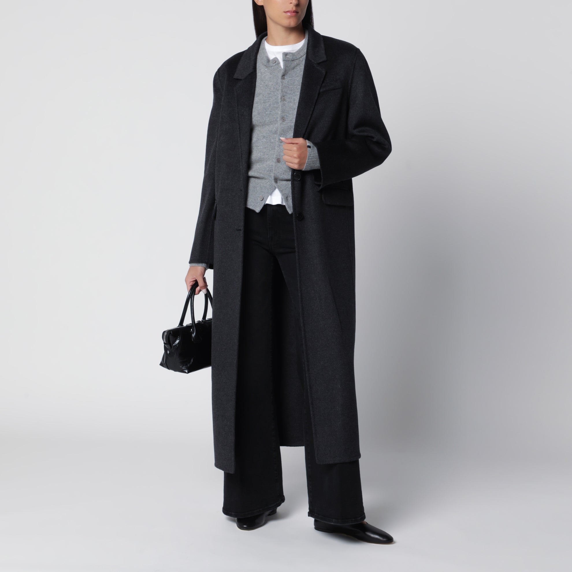 Manteau Clesa anthracite en laine et cachemire