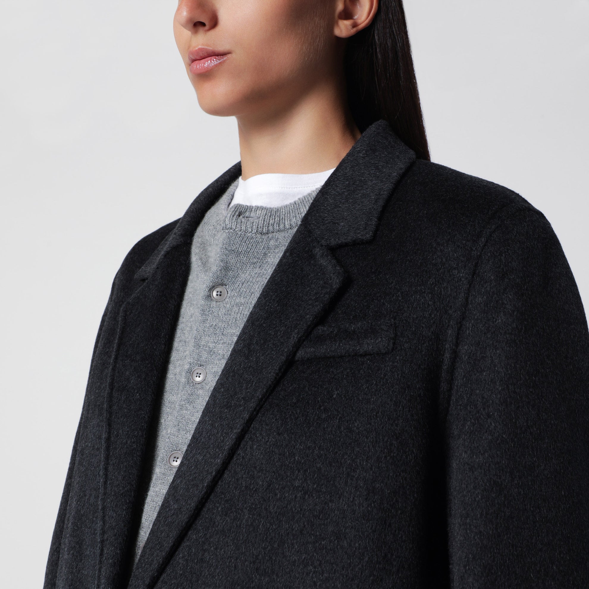 Manteau Clesa anthracite en laine et cachemire