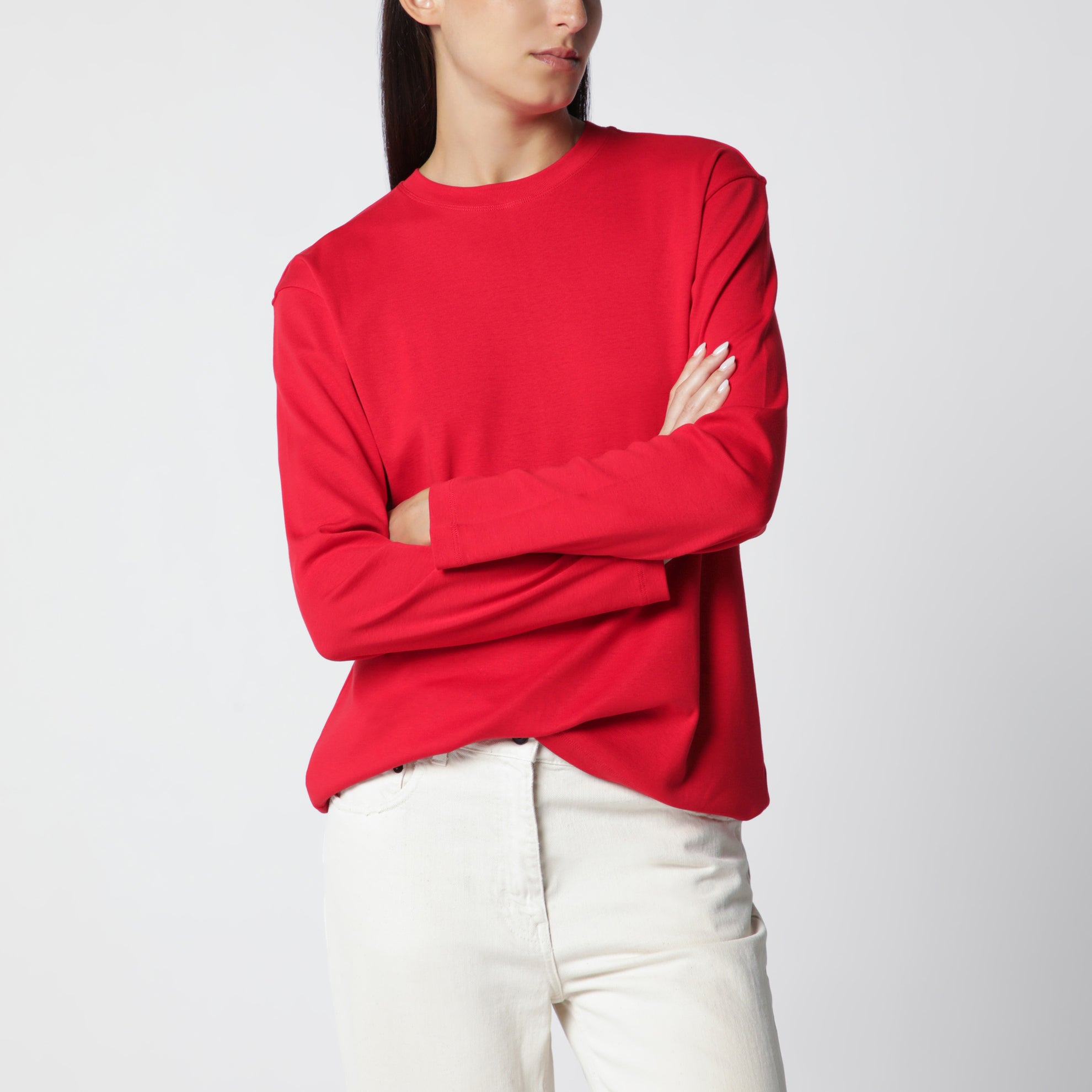Rotes Maggie Langarmshirt aus Bio-Baumwolle