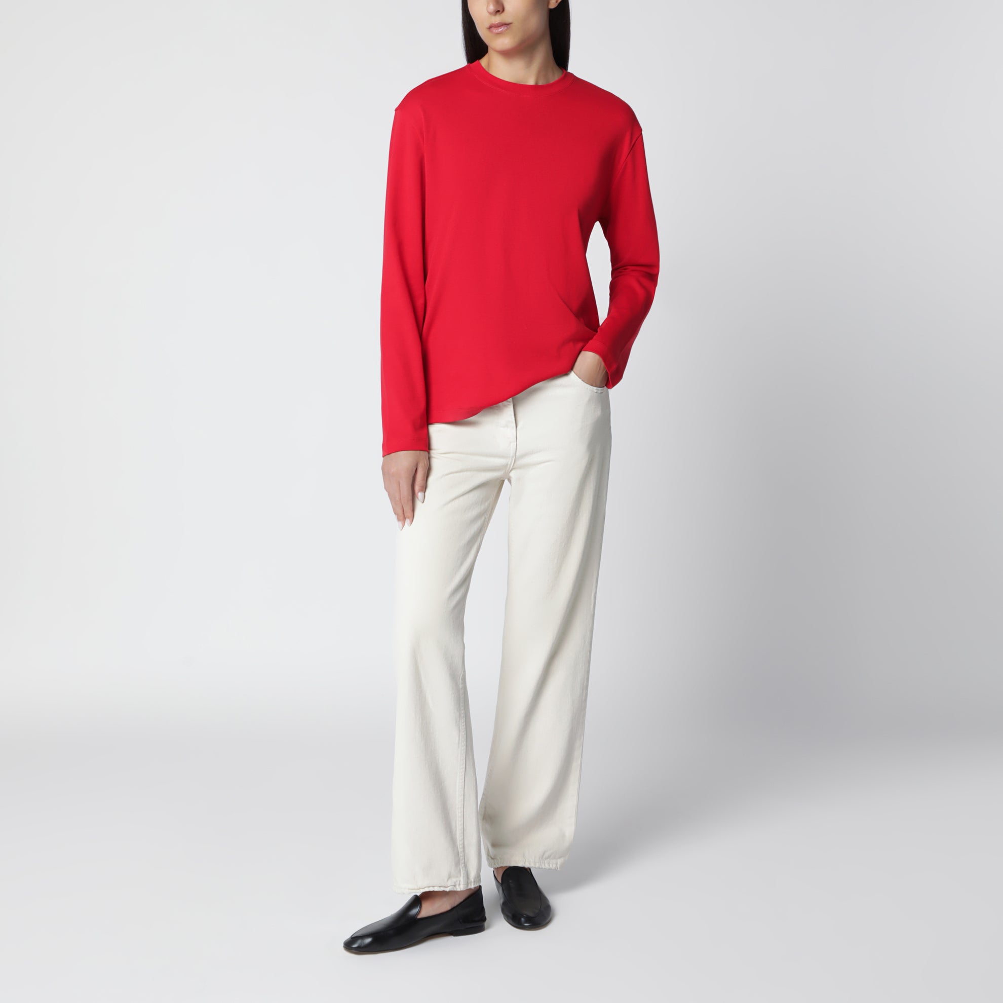 Rotes Maggie Langarmshirt aus Bio-Baumwolle