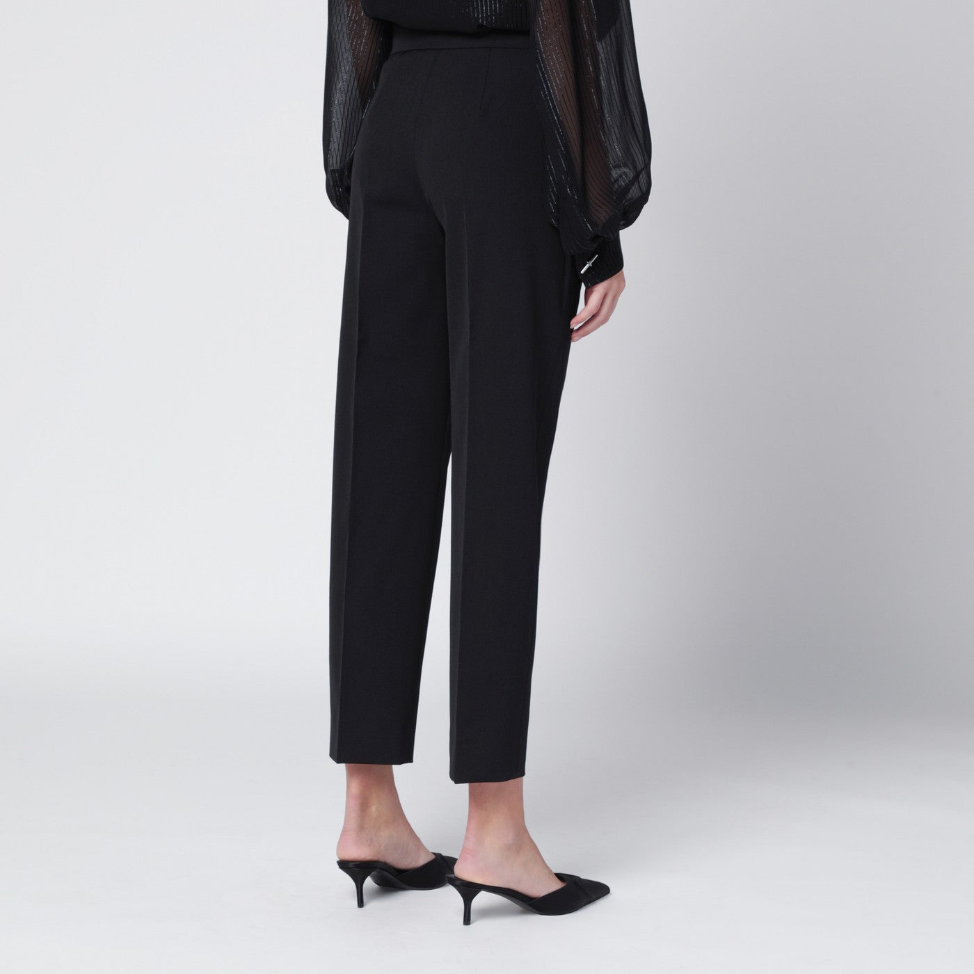 Black slim gabardine trousers