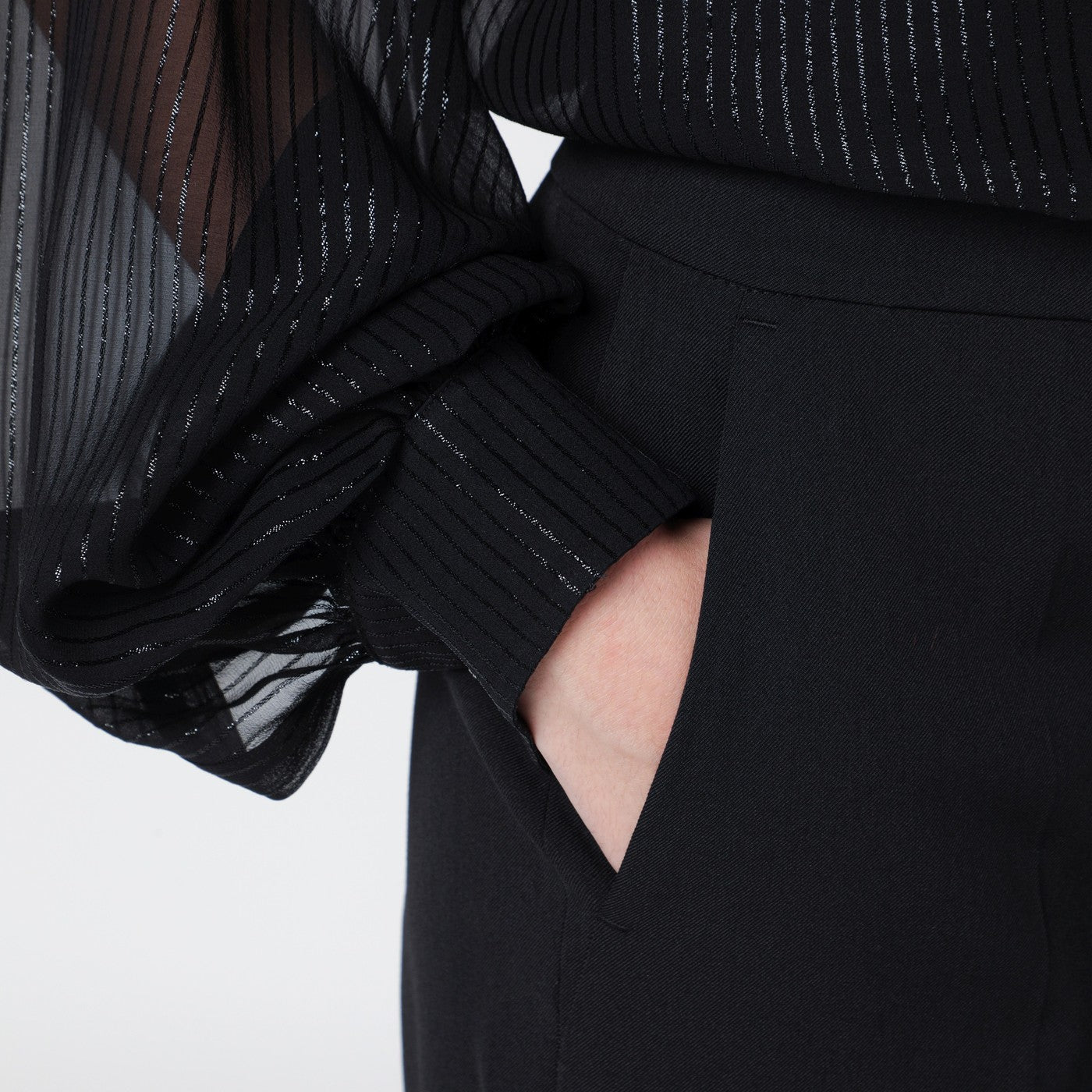 Black slim gabardine trousers