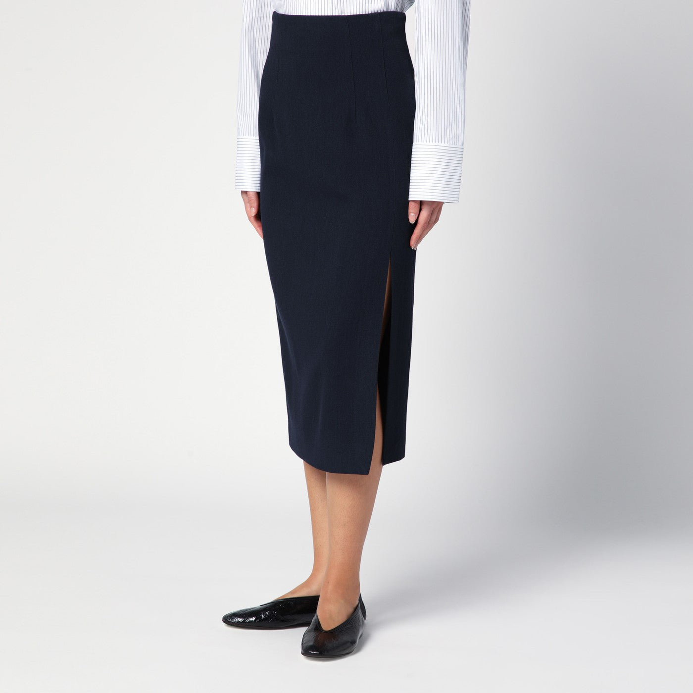 Gonna Marlo blu navy in misto lana