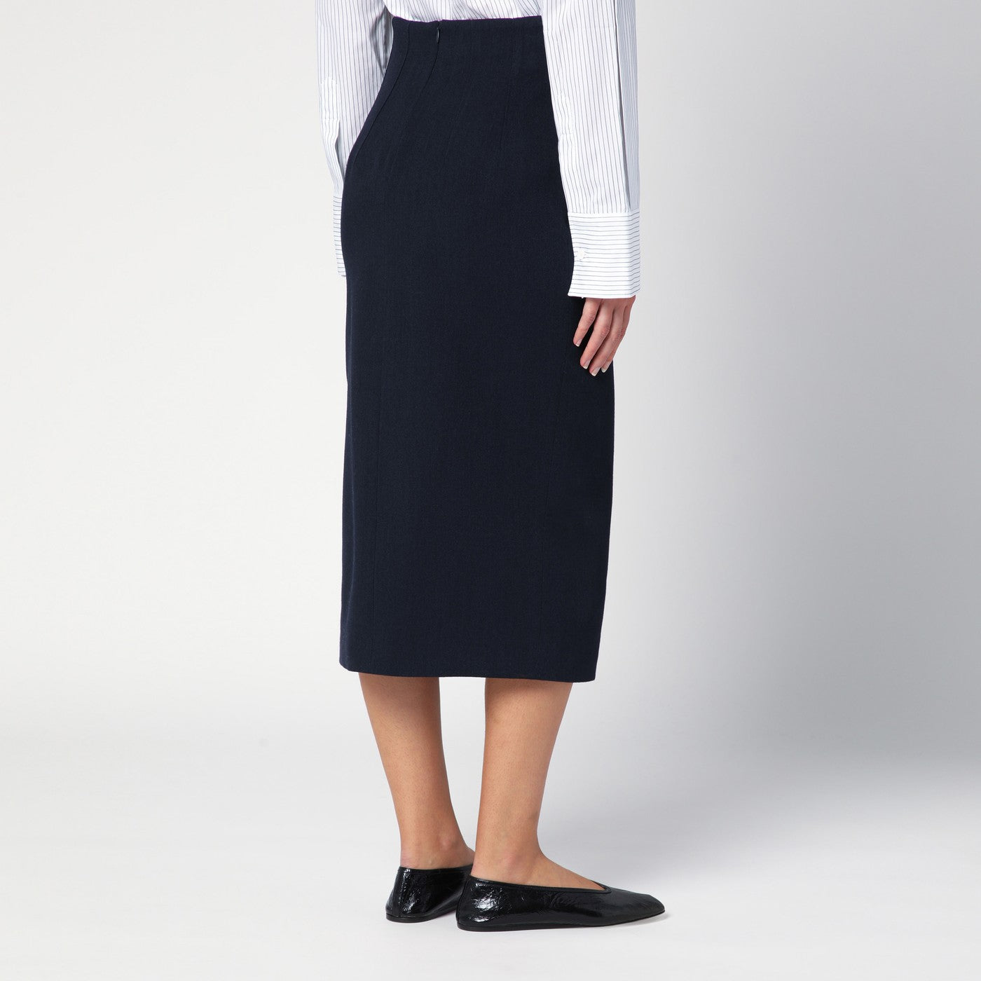 Gonna Marlo blu navy in misto lana