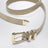 Beige alligator leather belt with silver buckle