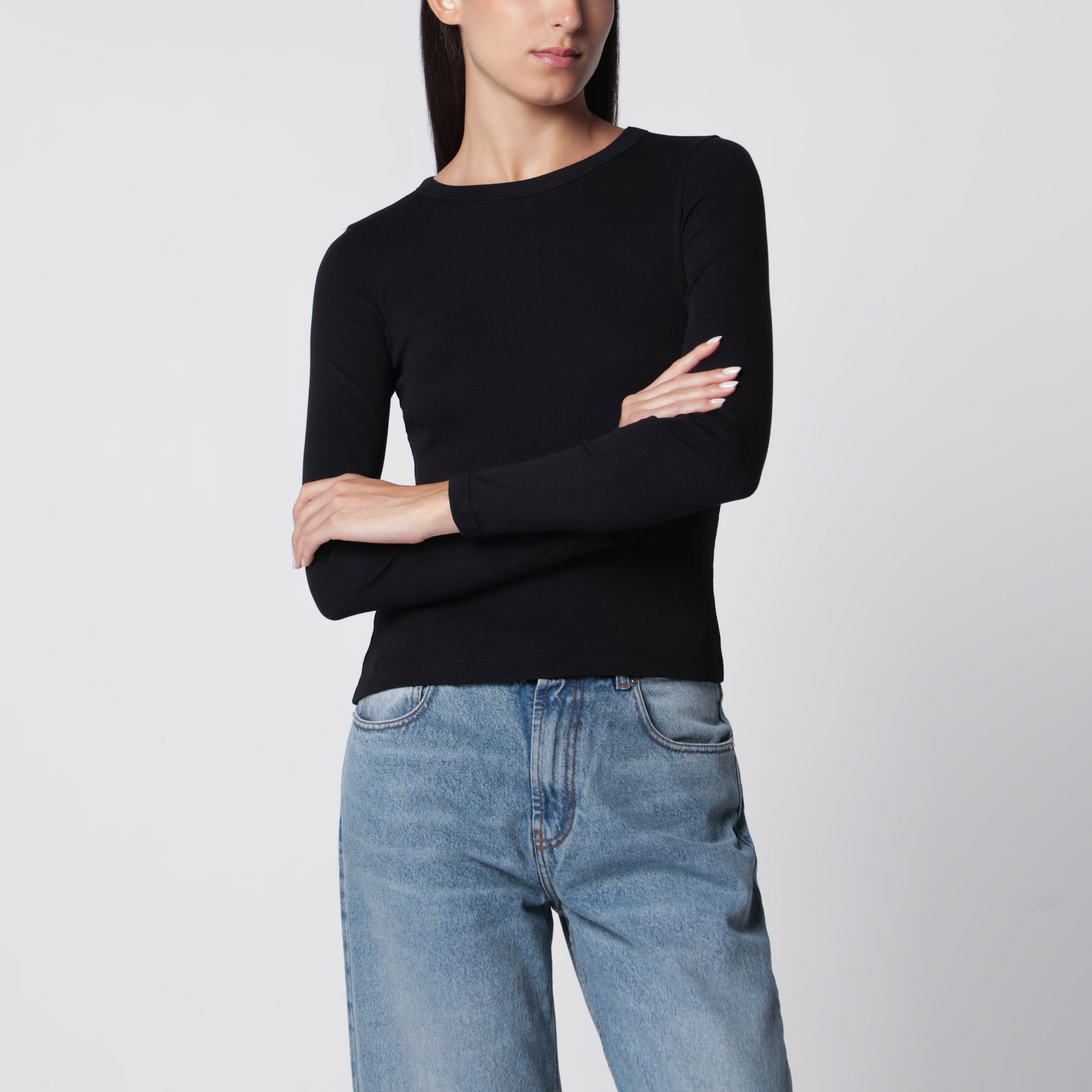 T-shirt a maniche lunghe Max in cotone biologico nera