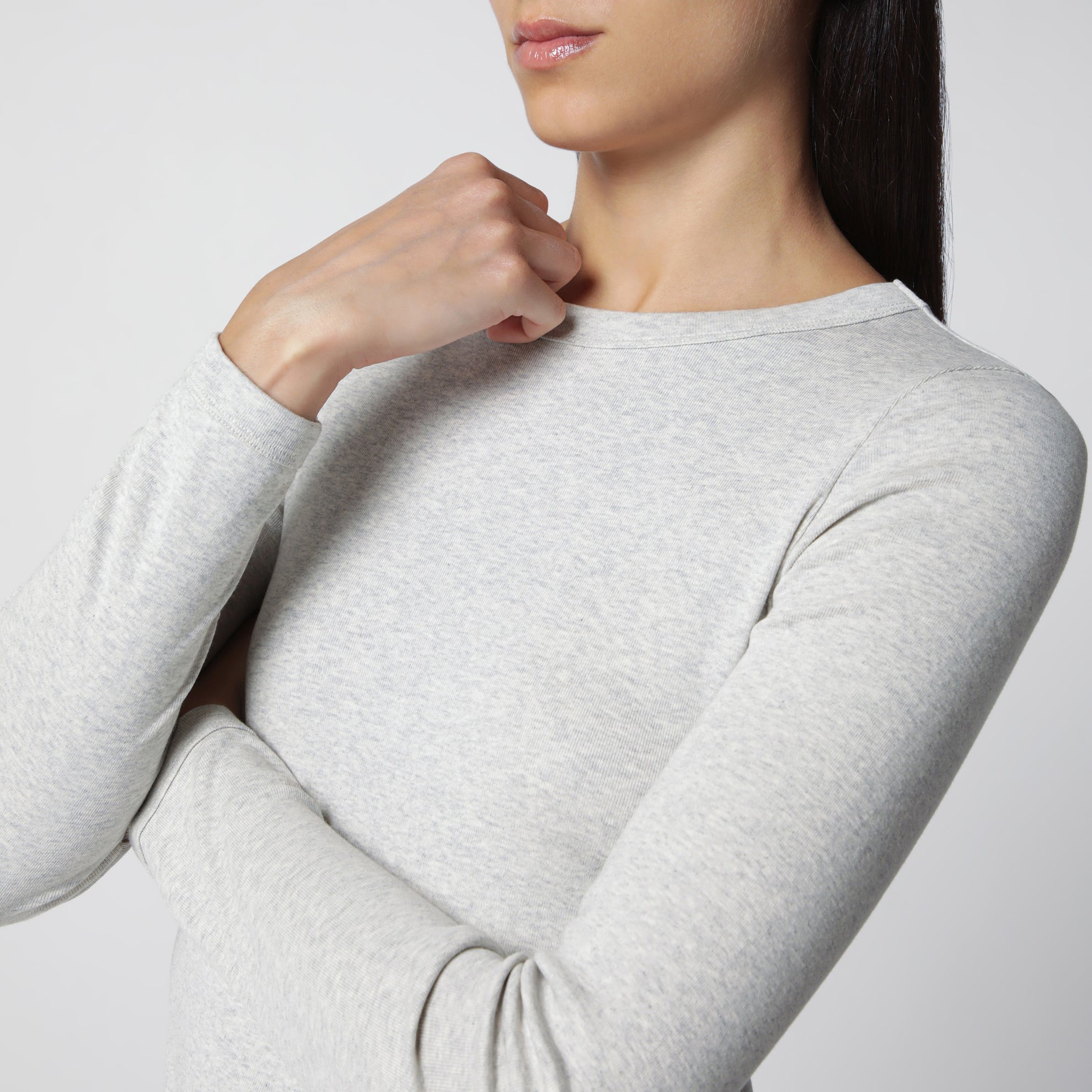 Grau meliertes Max Langarmshirt aus Bio-Baumwolle