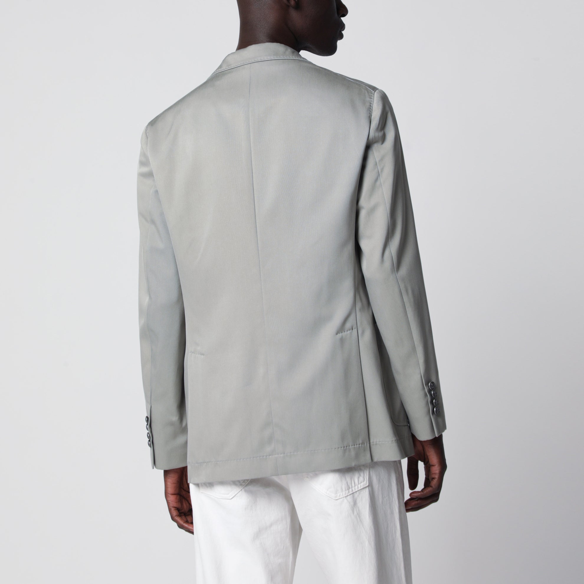 Giacca doppiopetto in seta color Khaki
