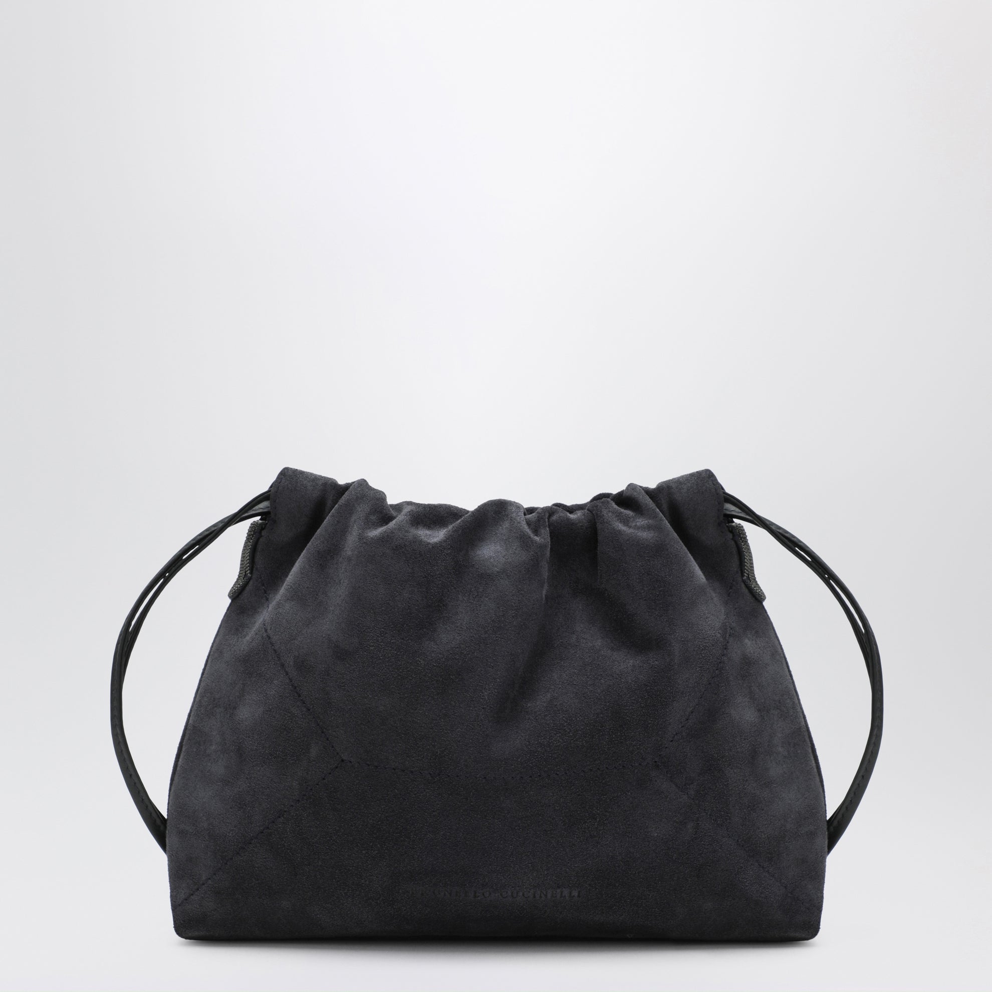 Sac BC Duo Pouch bleu nuit en daim avec détail monile