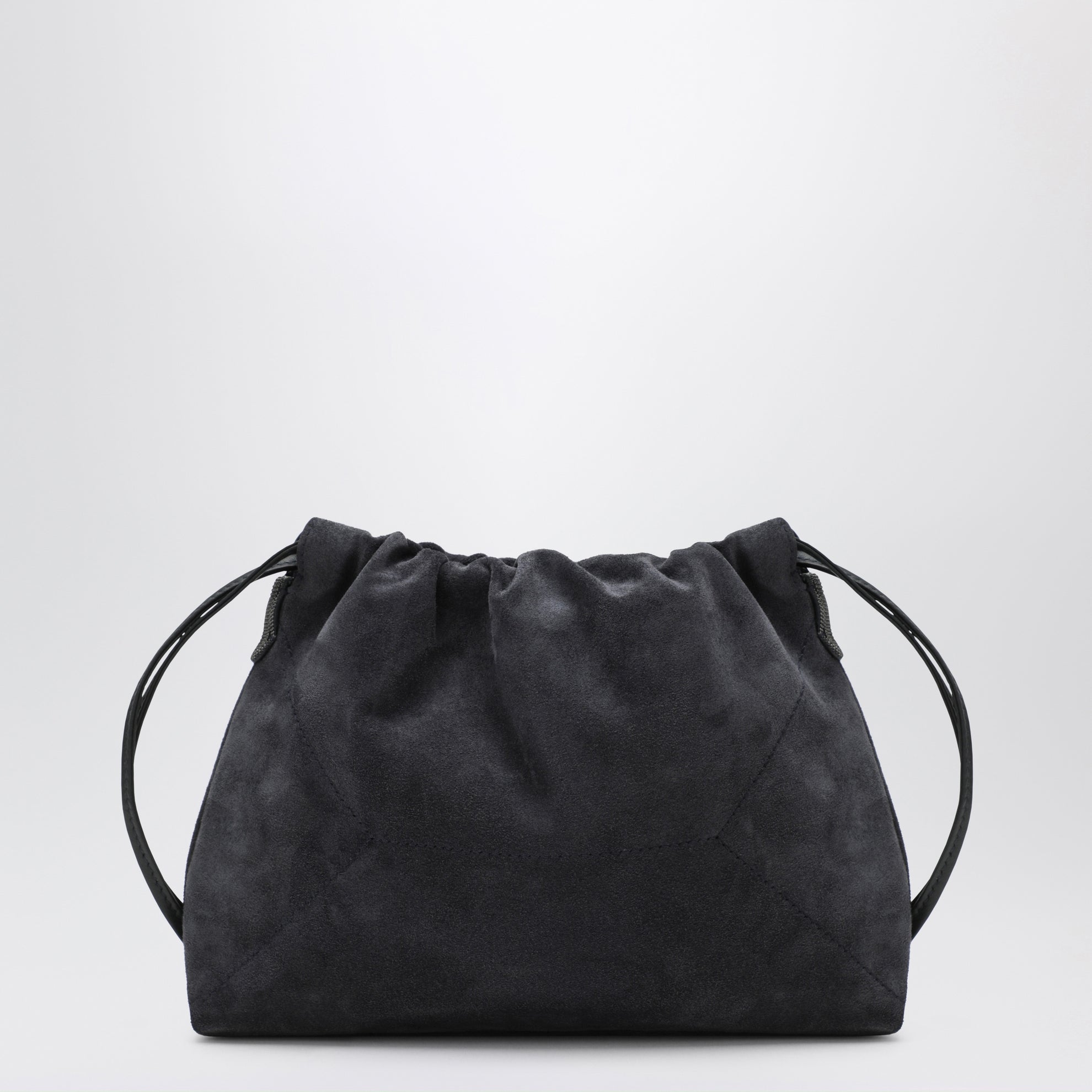 Sac BC Duo Pouch bleu nuit en daim avec détail monile