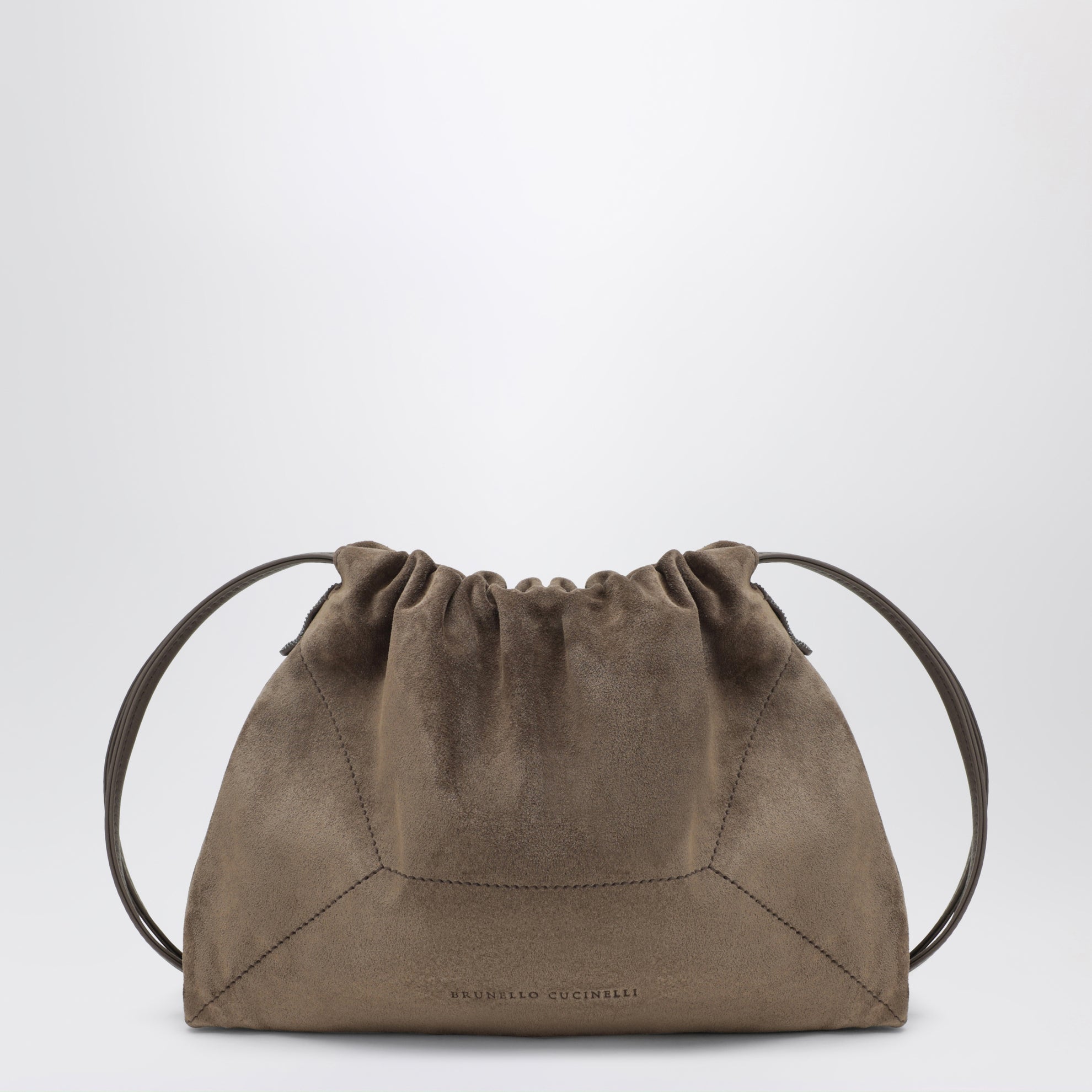 Borsa BC Duo Pouch grigio verde in suede con monile