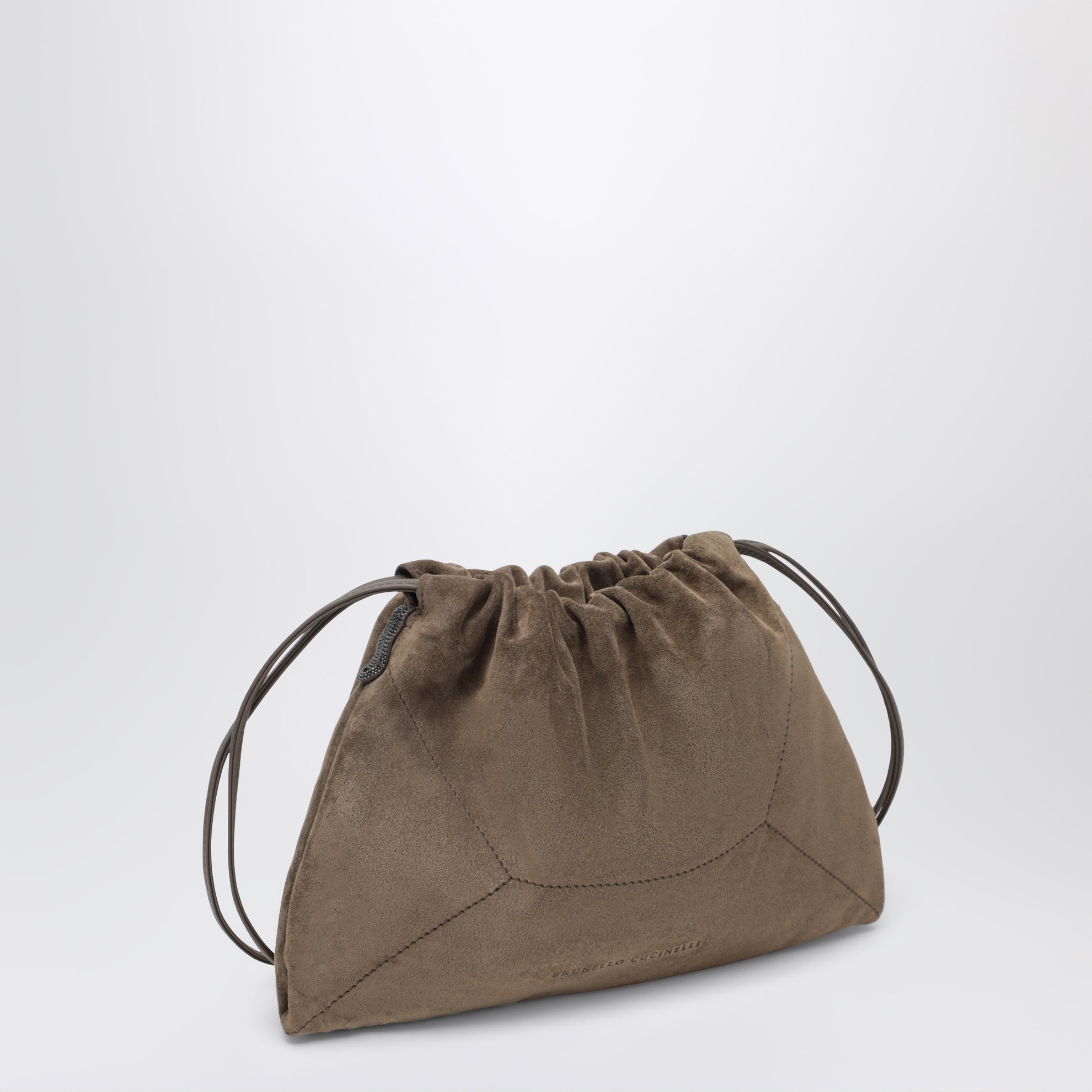 Borsa BC Duo Pouch grigio verde in suede con monile