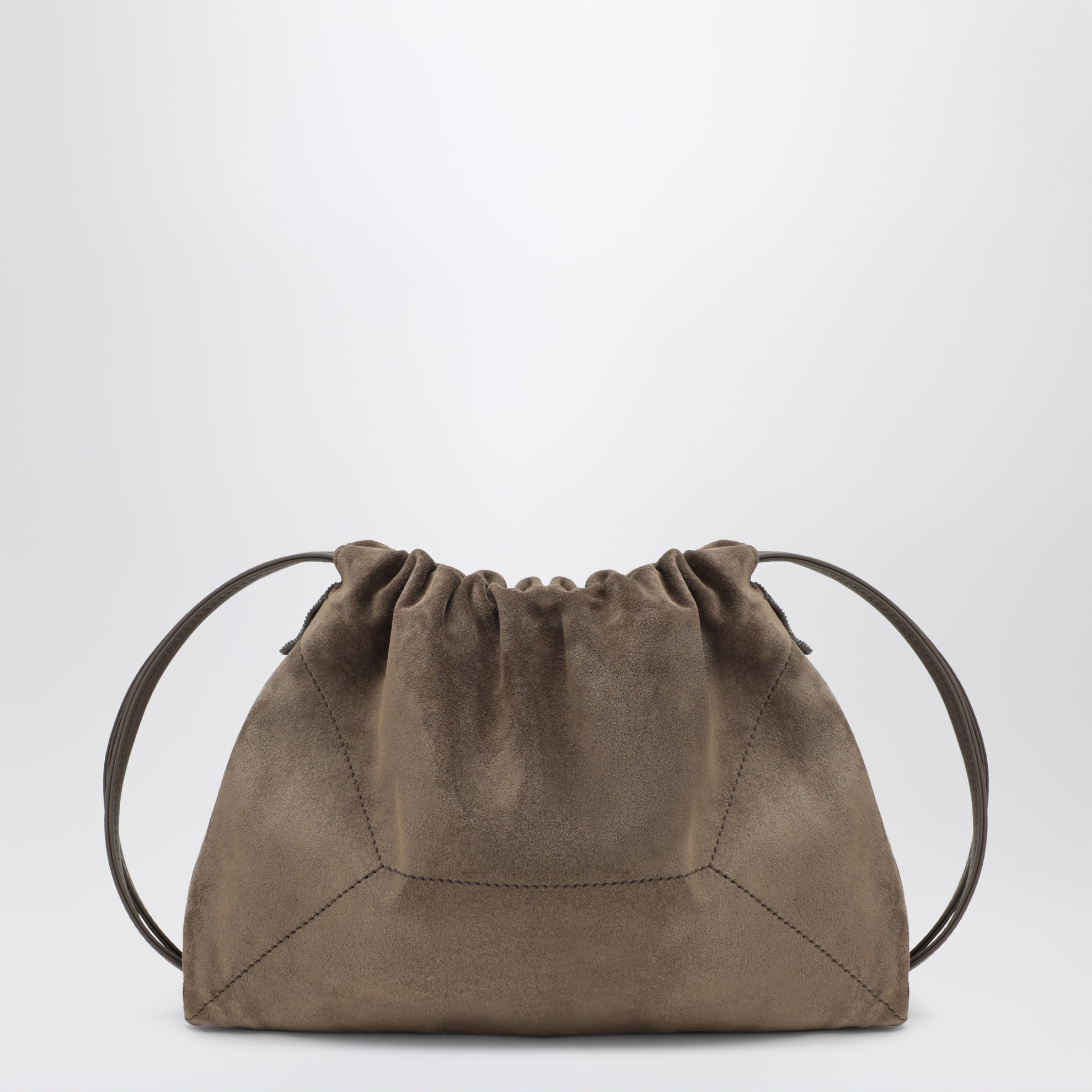 Borsa BC Duo Pouch grigio verde in suede con monile