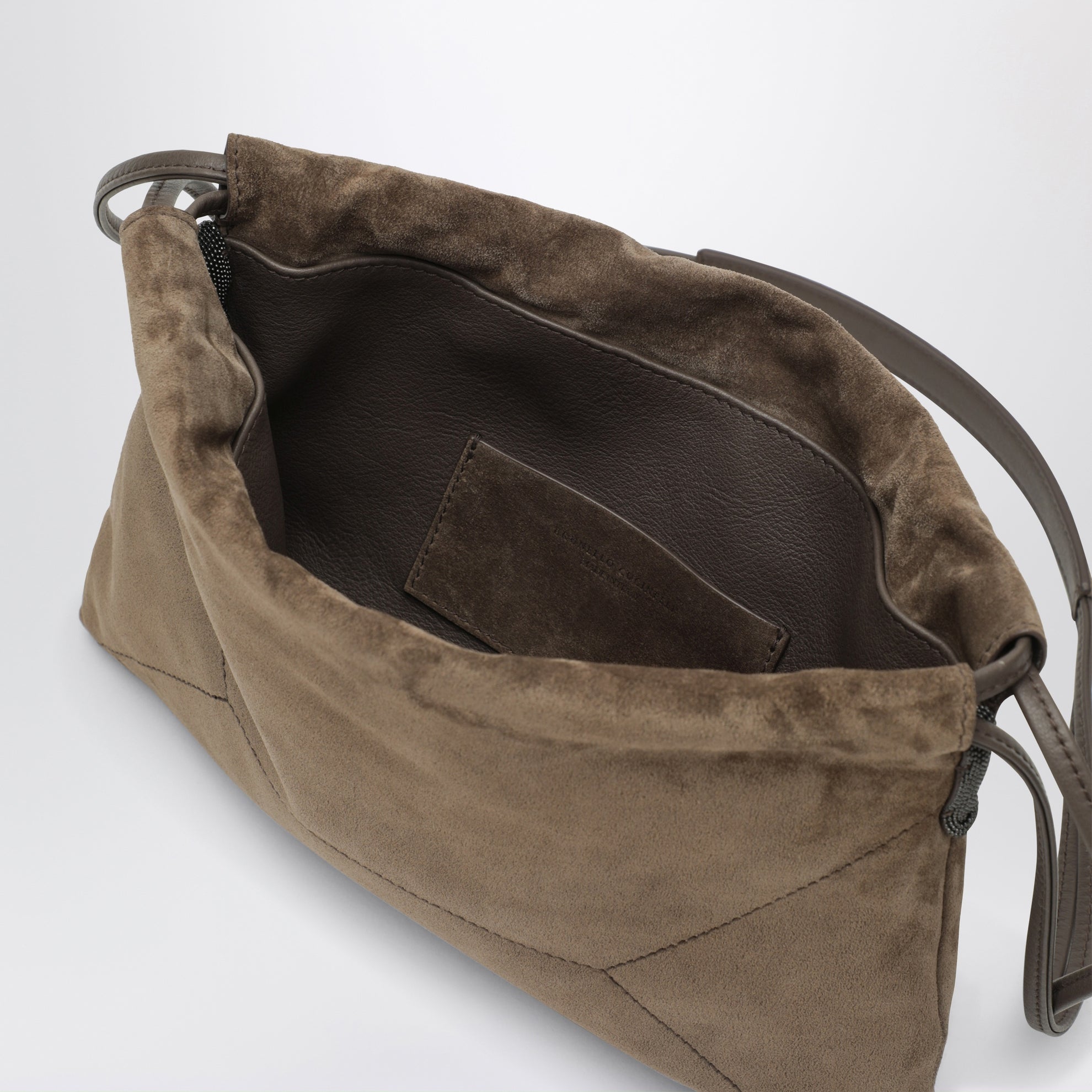 Borsa BC Duo Pouch grigio verde in suede con monile