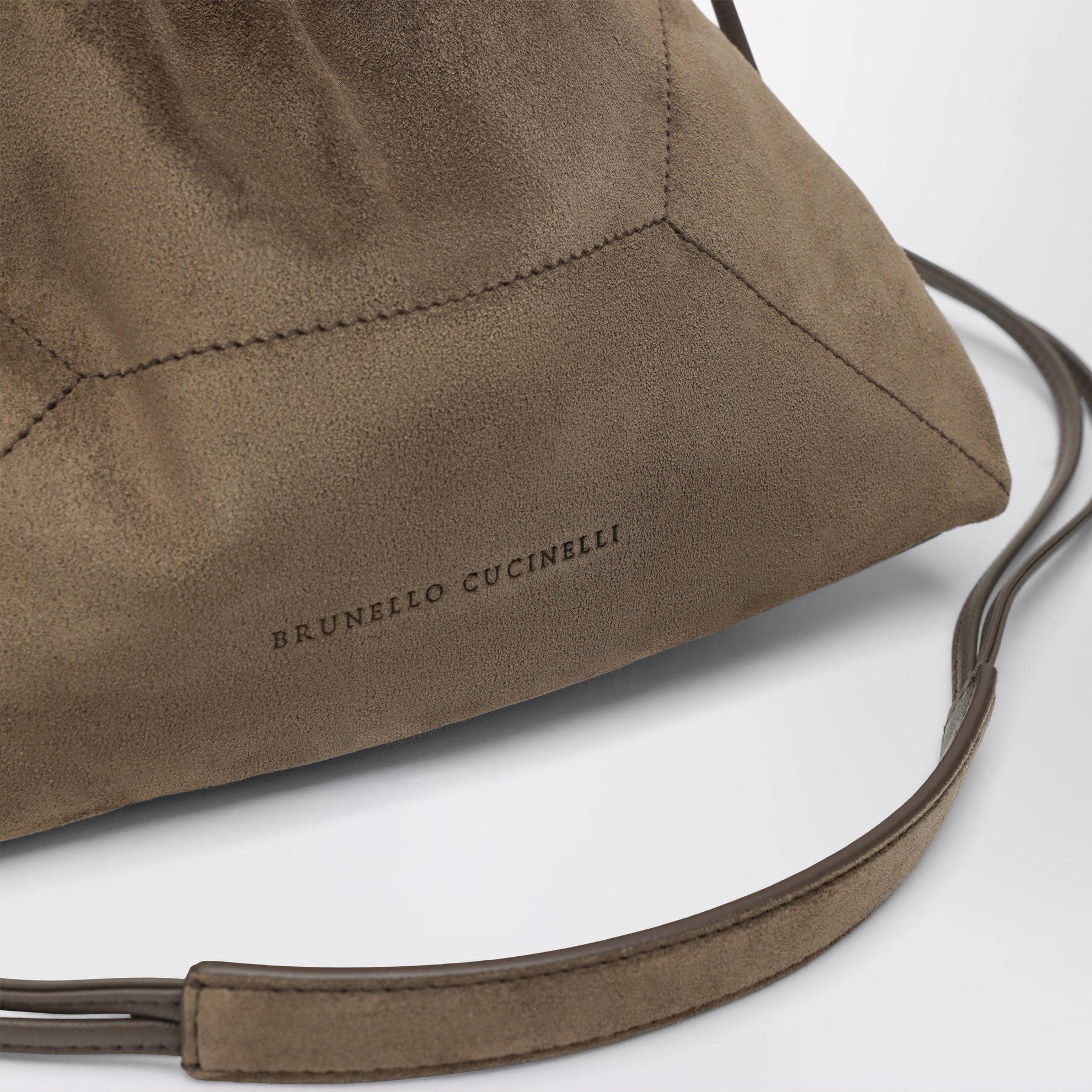 Borsa BC Duo Pouch grigio verde in suede con monile