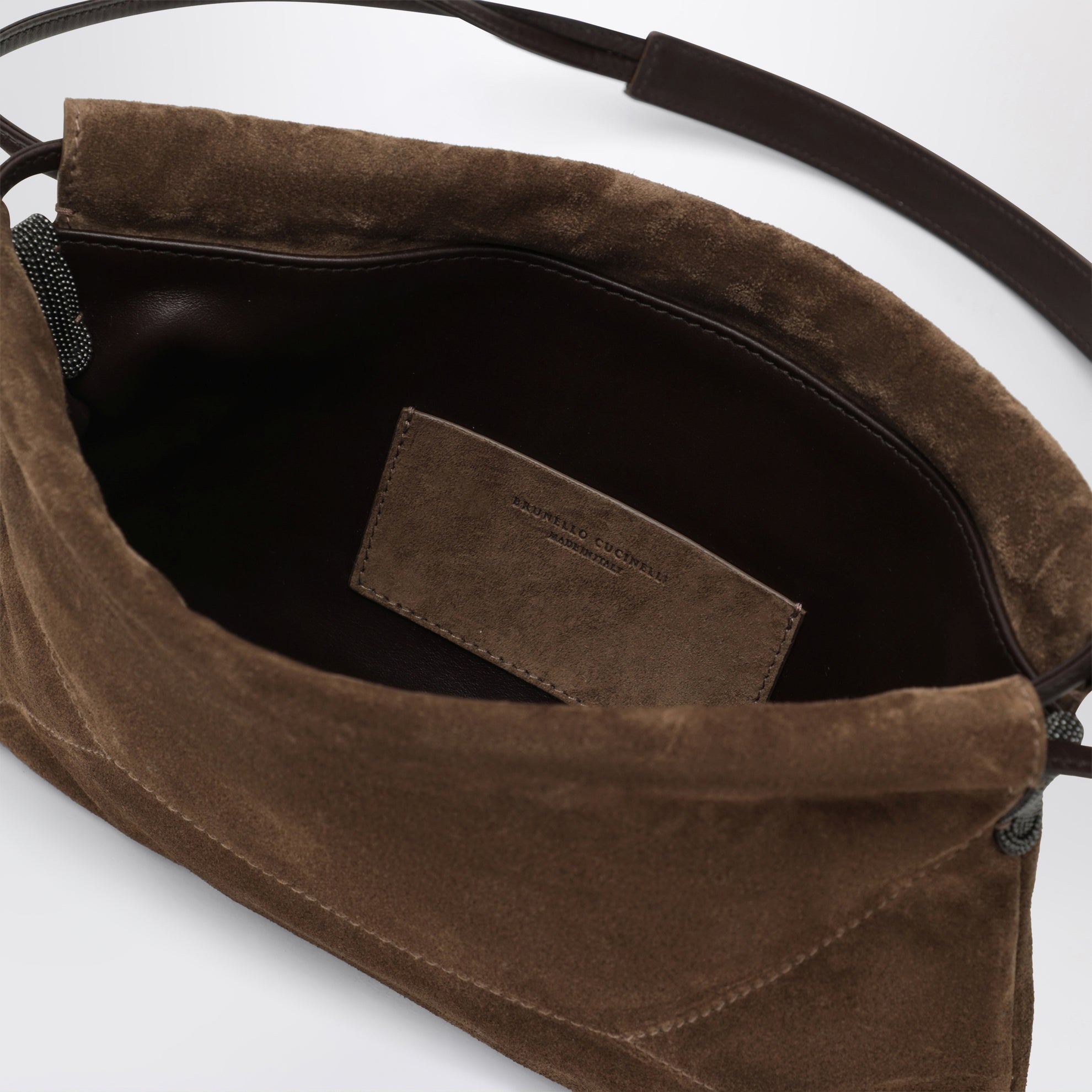Borsa BC Duo Pouch caramello in suede con monile