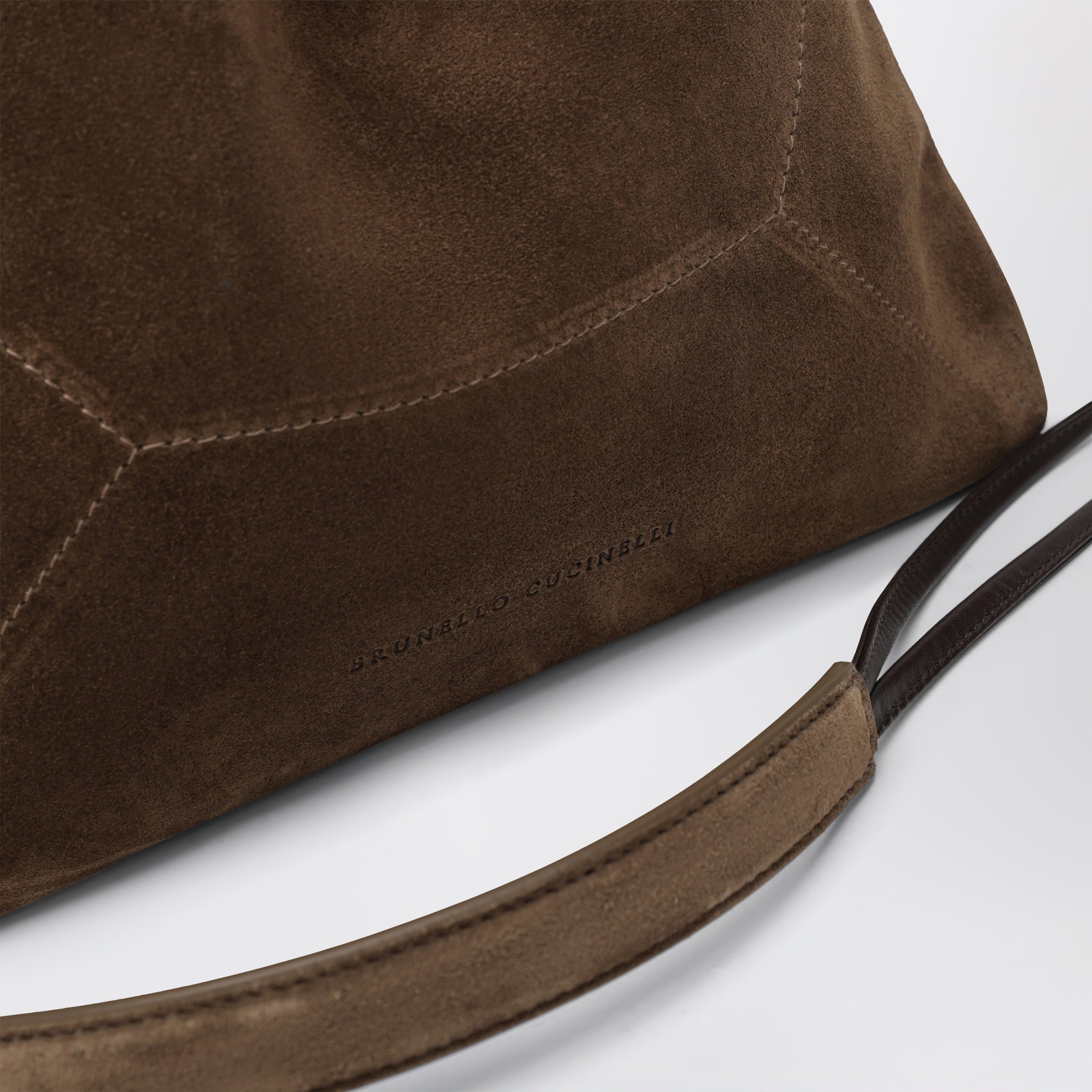 Borsa BC Duo Pouch caramello in suede con monile