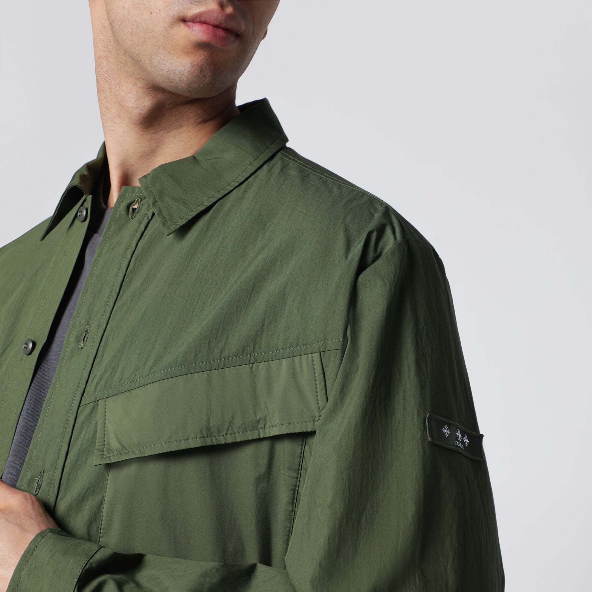 Khaki green Doris shirt in cotton blend