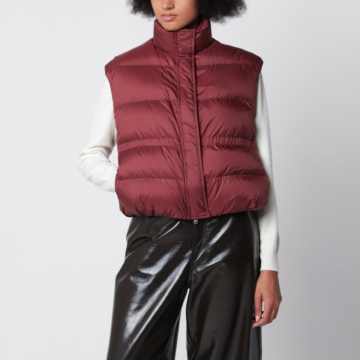 Piumino senza maniche rosso mattone in nylon